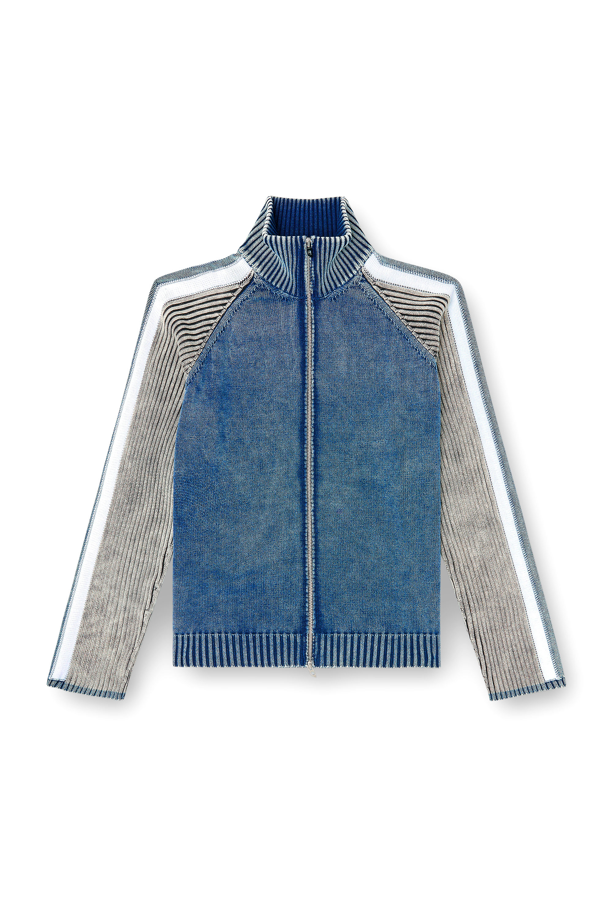 Diesel - K-HERONIMO, Herren Rei&szlig;verschluss-Cardigan mit sportlichen Streifen in Blau/Grau - 3