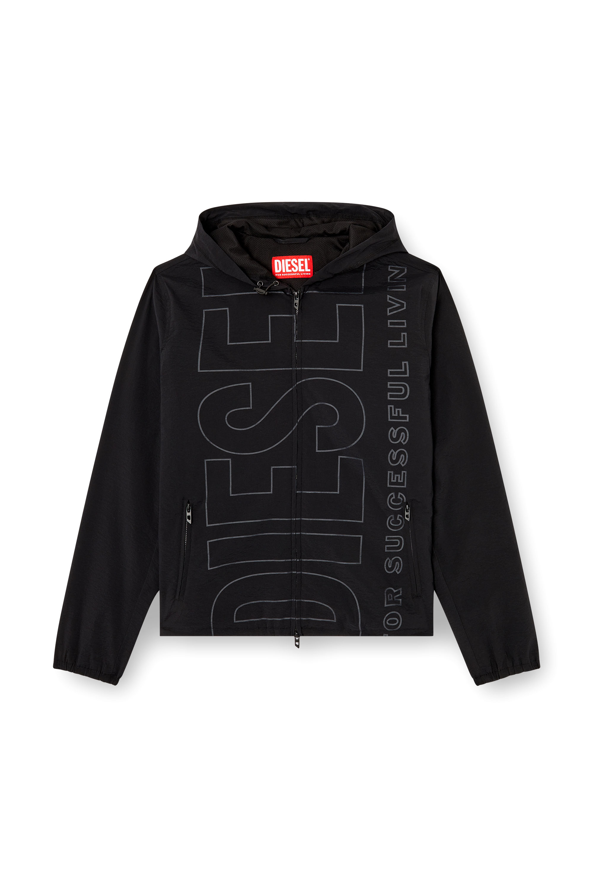 Diesel - J-ANDREW, Herren Jacke aus Nylon mit Umriss-Logo in Schwarz - 3