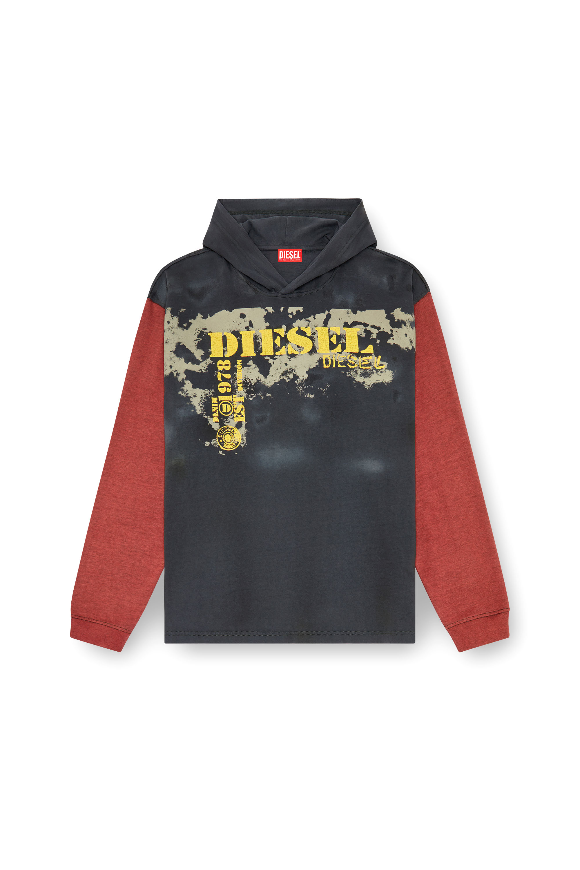 Diesel - T-BOXT-LS-HOOD, Herren Langarm-T-Shirt mit Kapuze und Dirty-Effekt in Dunkelgrau - 3