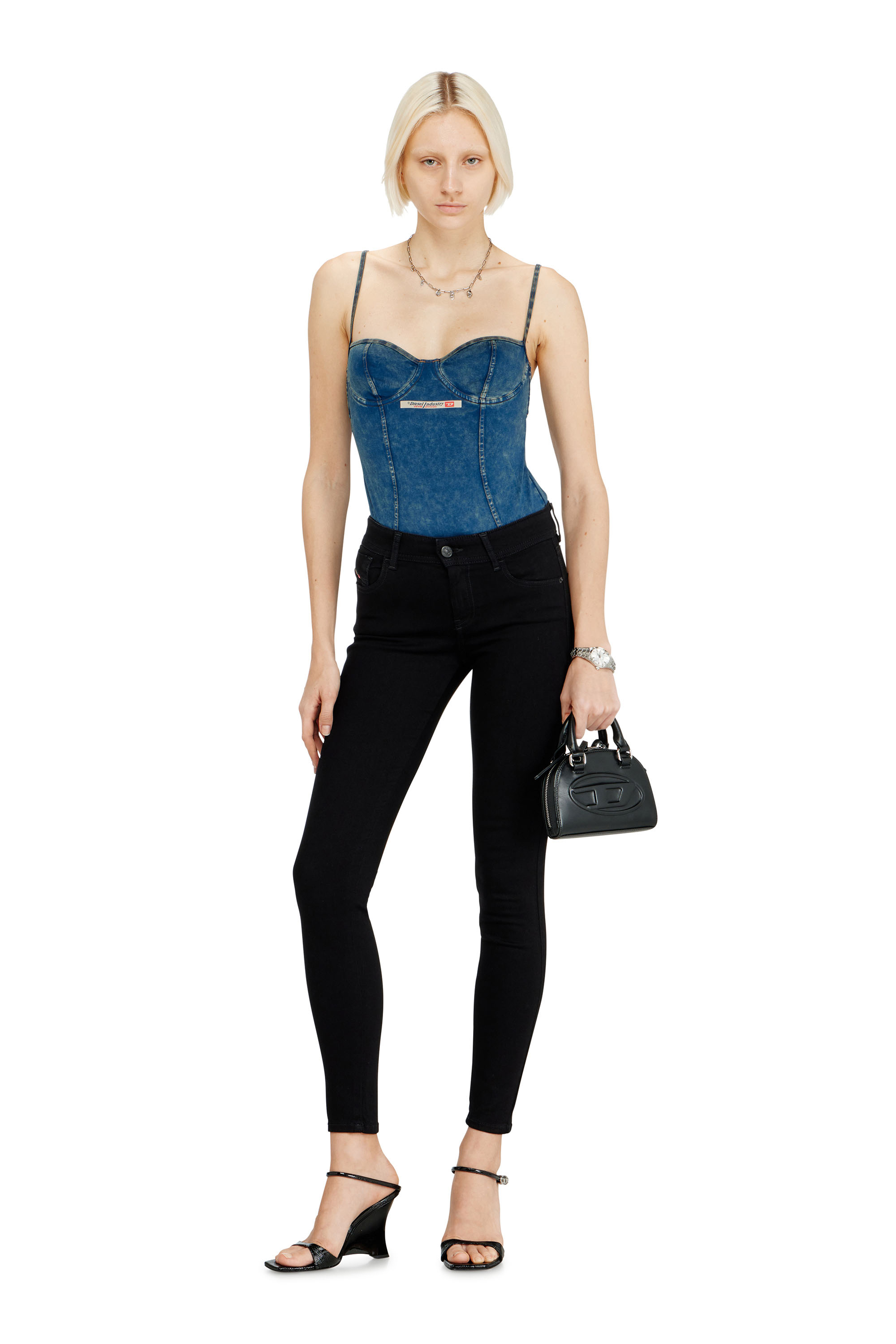 Diesel - Damen Skinny Jeans 2017 Slandy 069EF, Schwarz/Dunkelgrau - 2