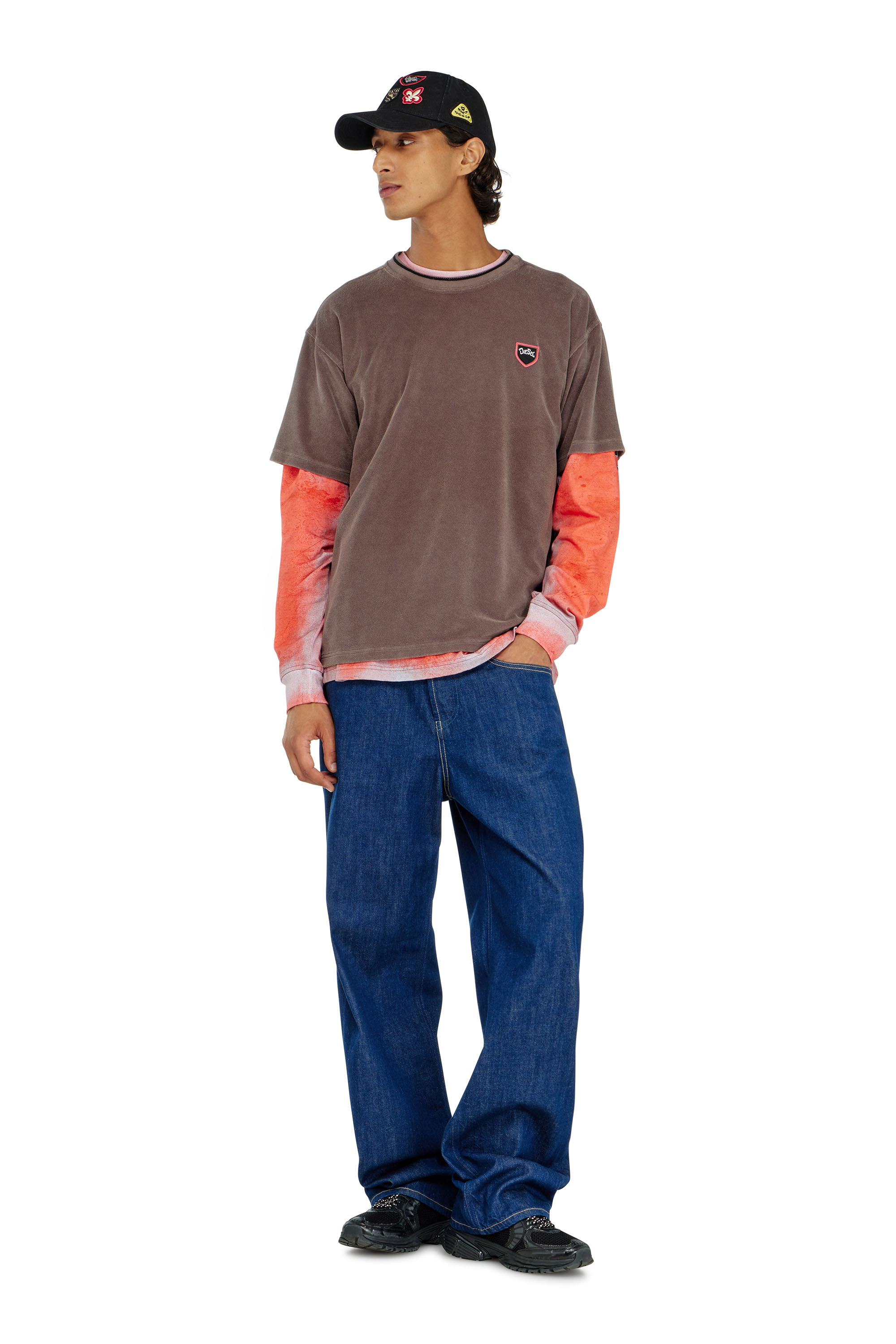 Diesel - T-SPONGY, Herren Chenille-T-Shirt mit shield patch in null - 2