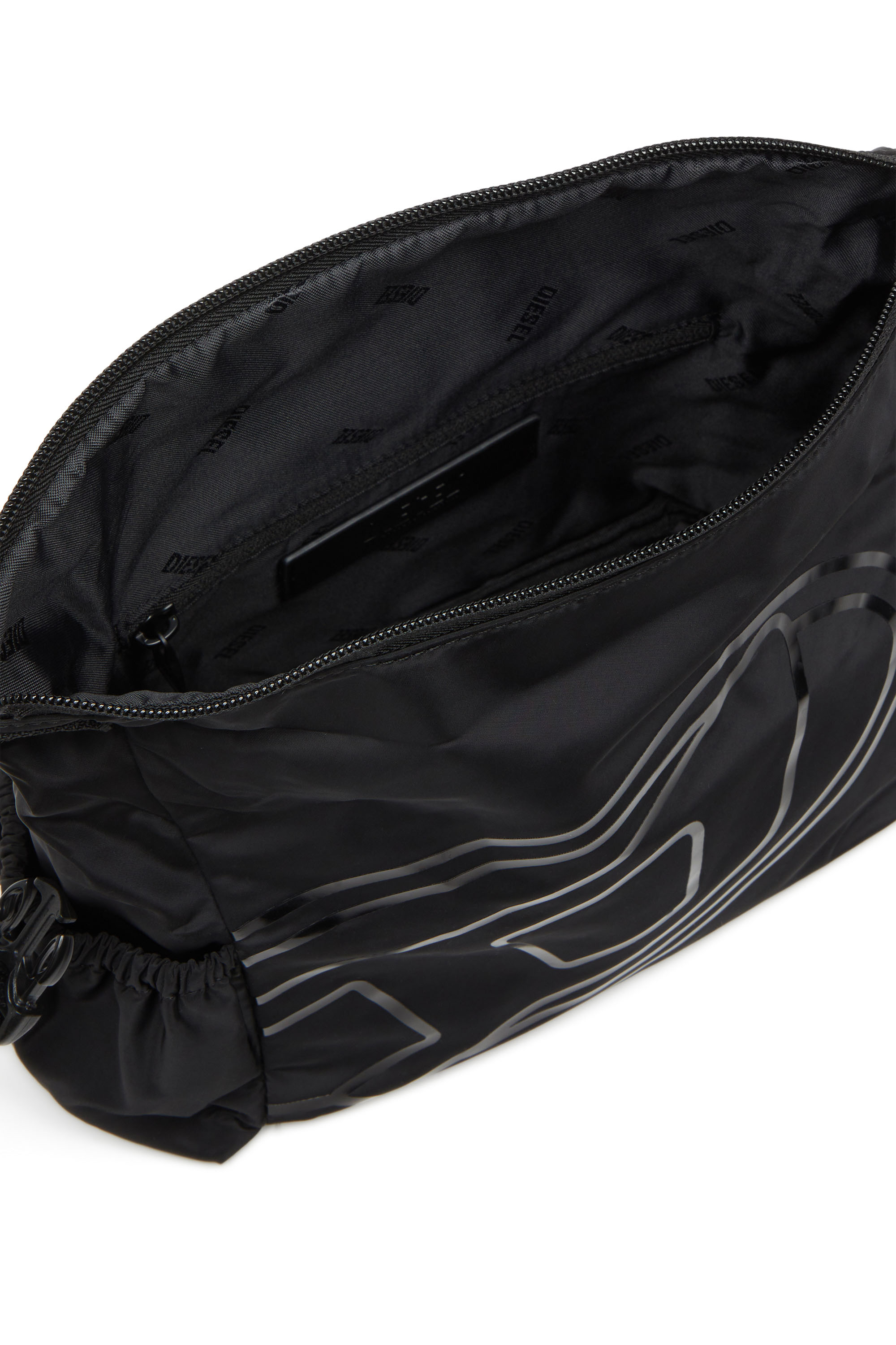 Diesel - DRAPE WASH BAG X, Unisex Wash Bag aus Nylon mit Oval D-Print in Schwarz - 4