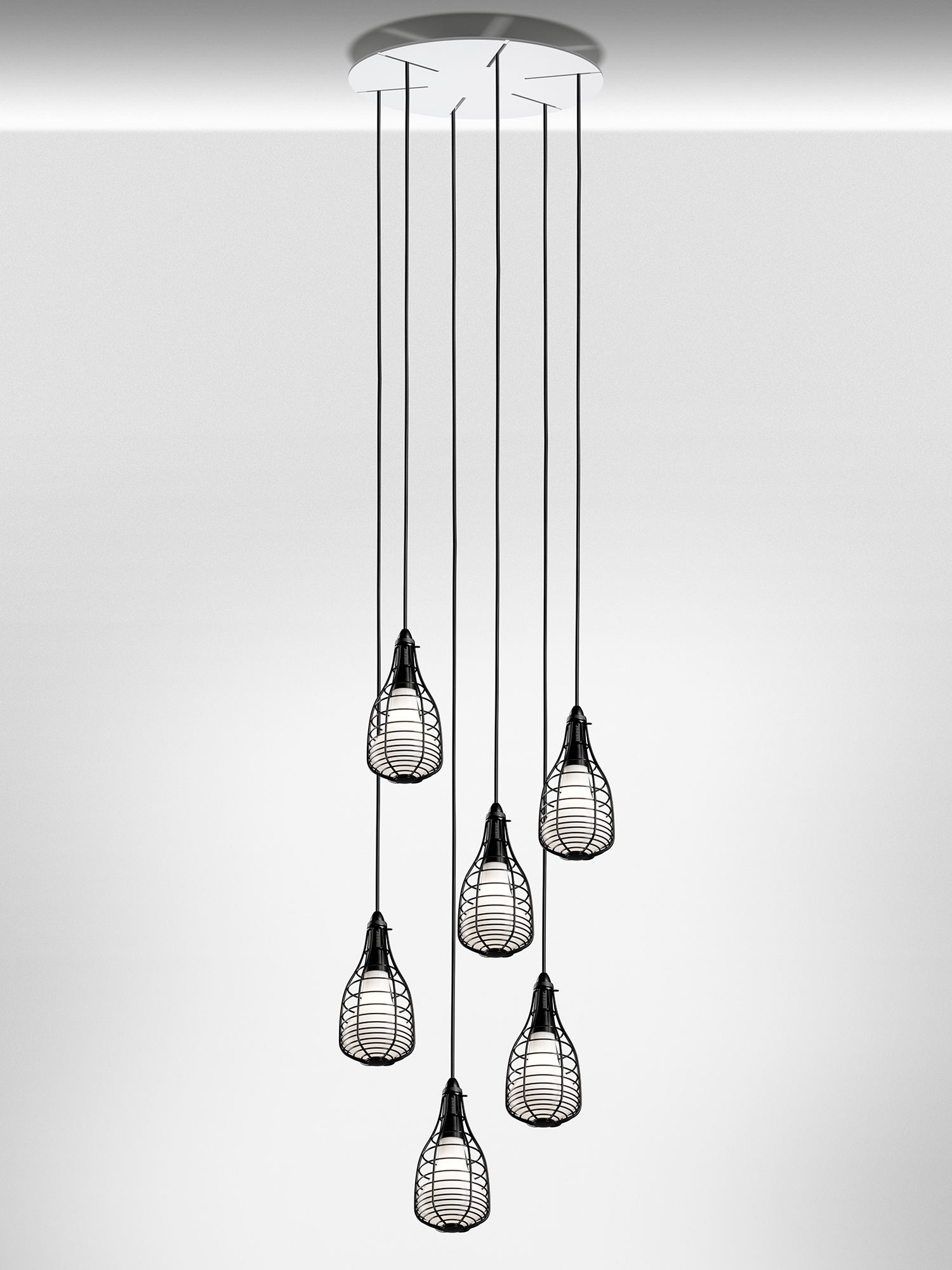 Diesel - CAGE SOSPENSIONE MIC, Unisex H&auml;ngelampe mit eigenwilligem Schirm in K&auml;figoptik in Schwarz - 3