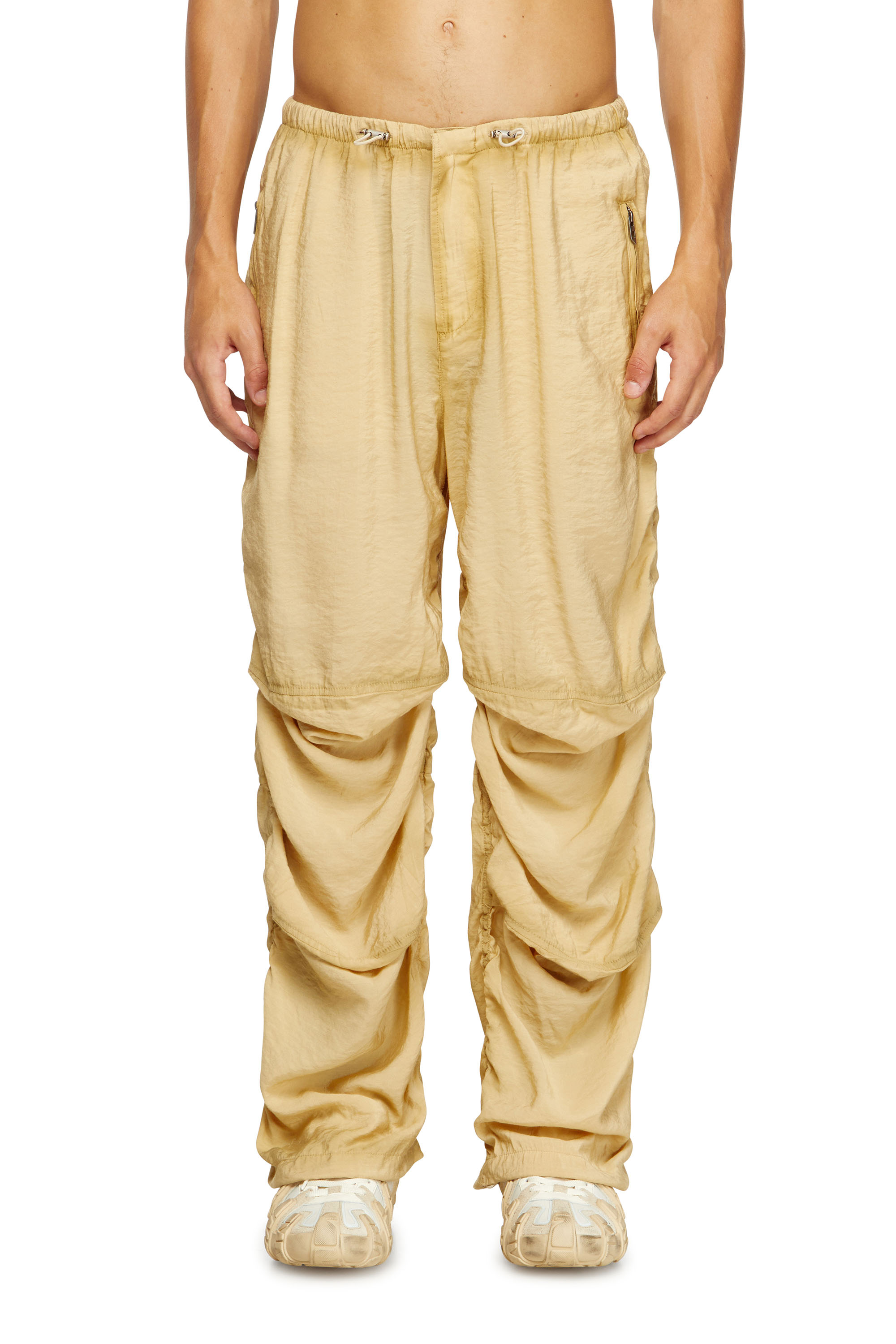 Diesel - P-DAILY, Herren Utility-Hose aus leichtem, knitterigem Stoff in Beige - 1