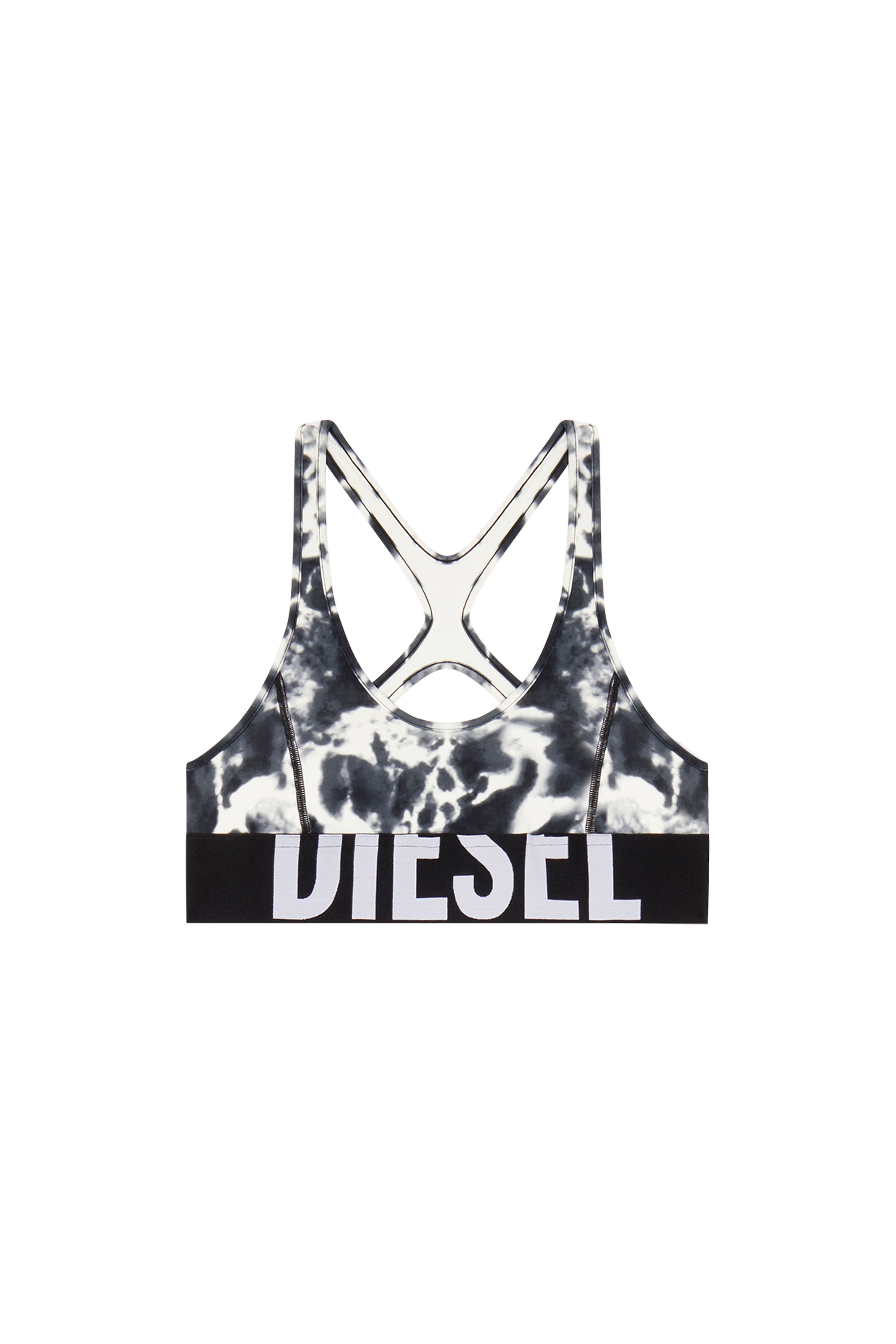 Diesel - ALLISON-D-POP, Damen Sport-BH aus bedruckter Mikrofaser in Weiss/Schwarz - 2