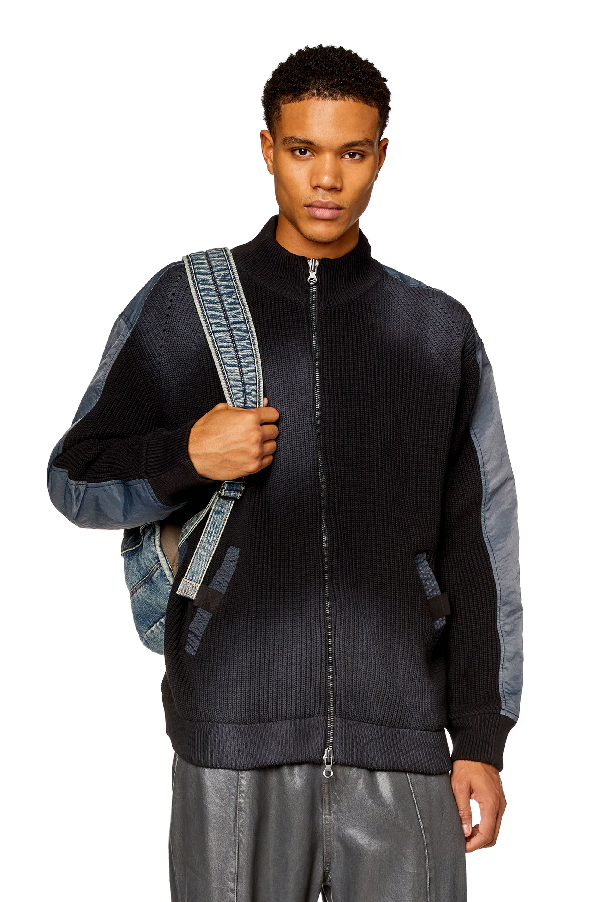 Diesel - K-OSWIN, Man Padded knit and nylon bomber jacket in Multicolor - Image 1