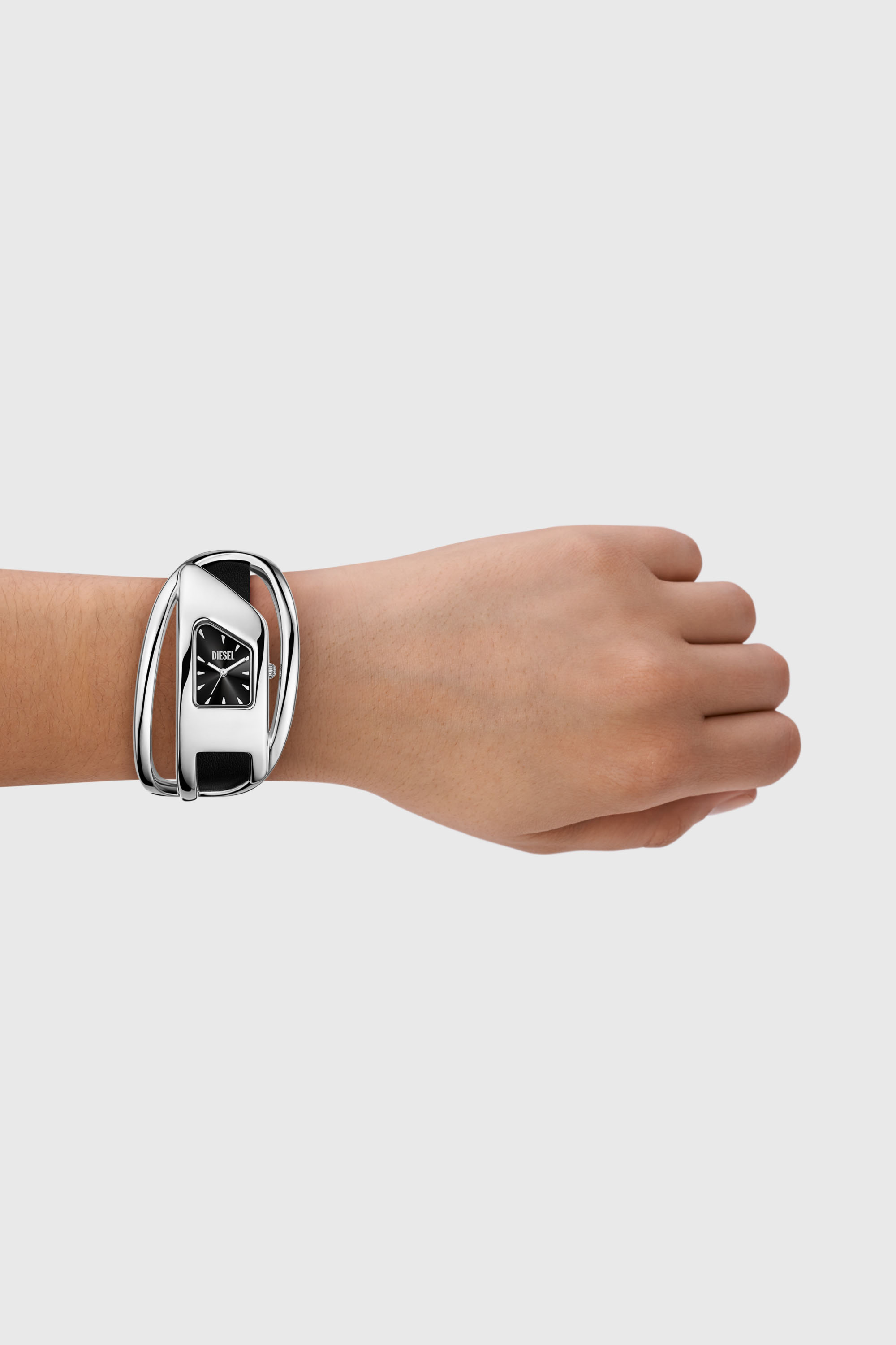 Diesel - DZ5627 WATCH, Damen Wrap-D Schwarze Lederuhr in Silber/Schwarz - 4