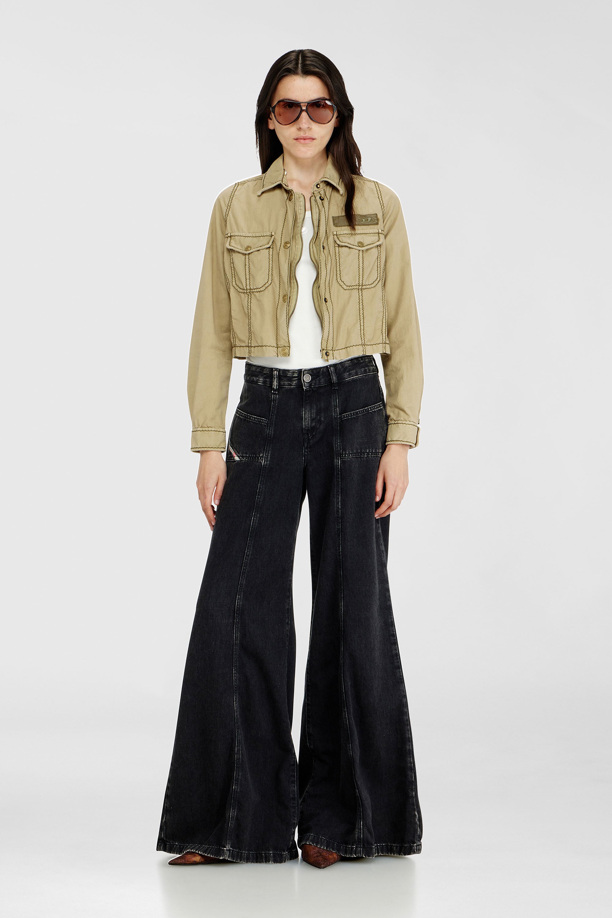 Diesel - Damen Flare Jeans D-Akii 068HN, Schwarz/Dunkelgrau - 1