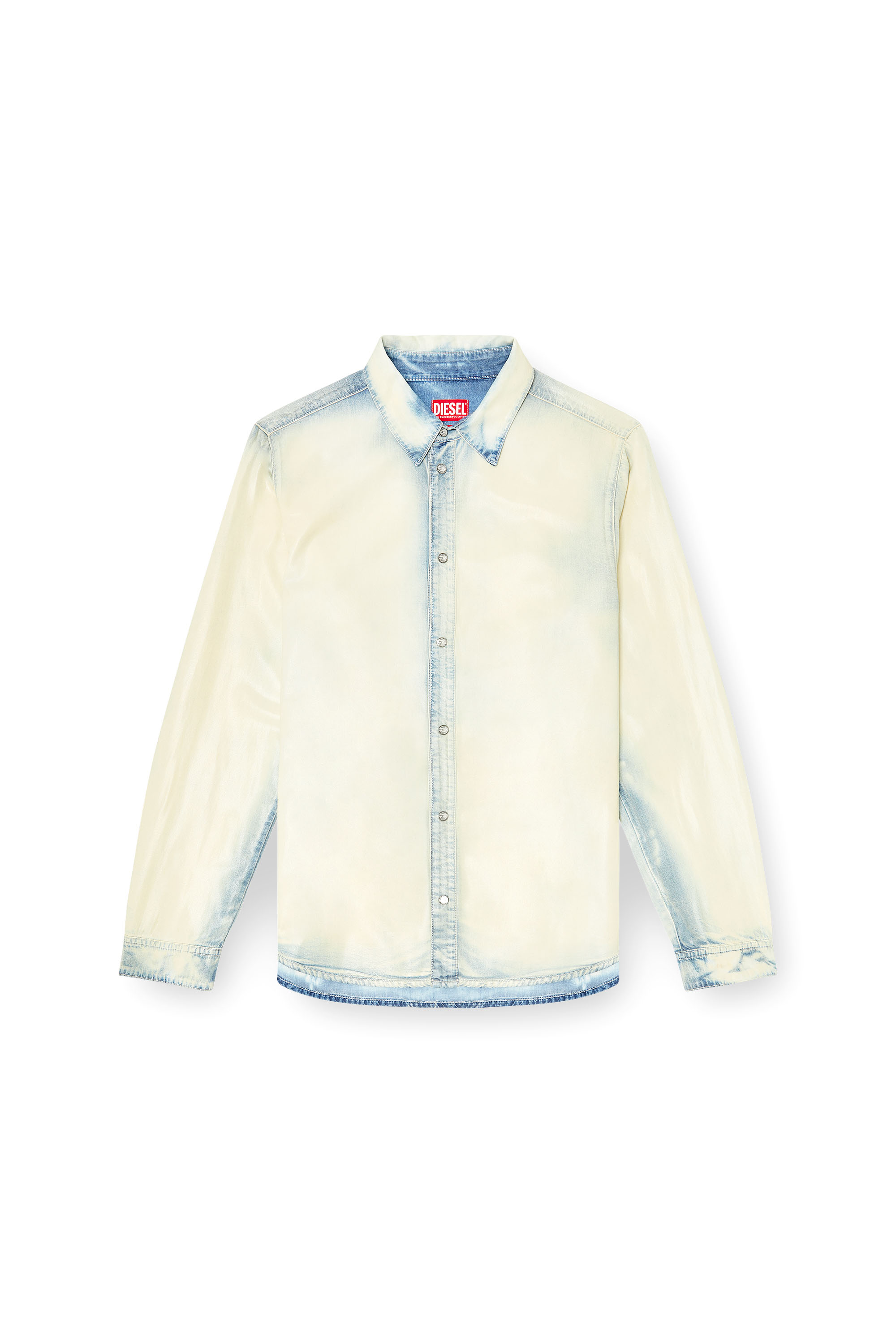 Diesel - D-SYNAR-FSI1, Herren Hemd aus flie&szlig;endem X-Ray-Bleach-Denim in Blau/Weiss - 3
