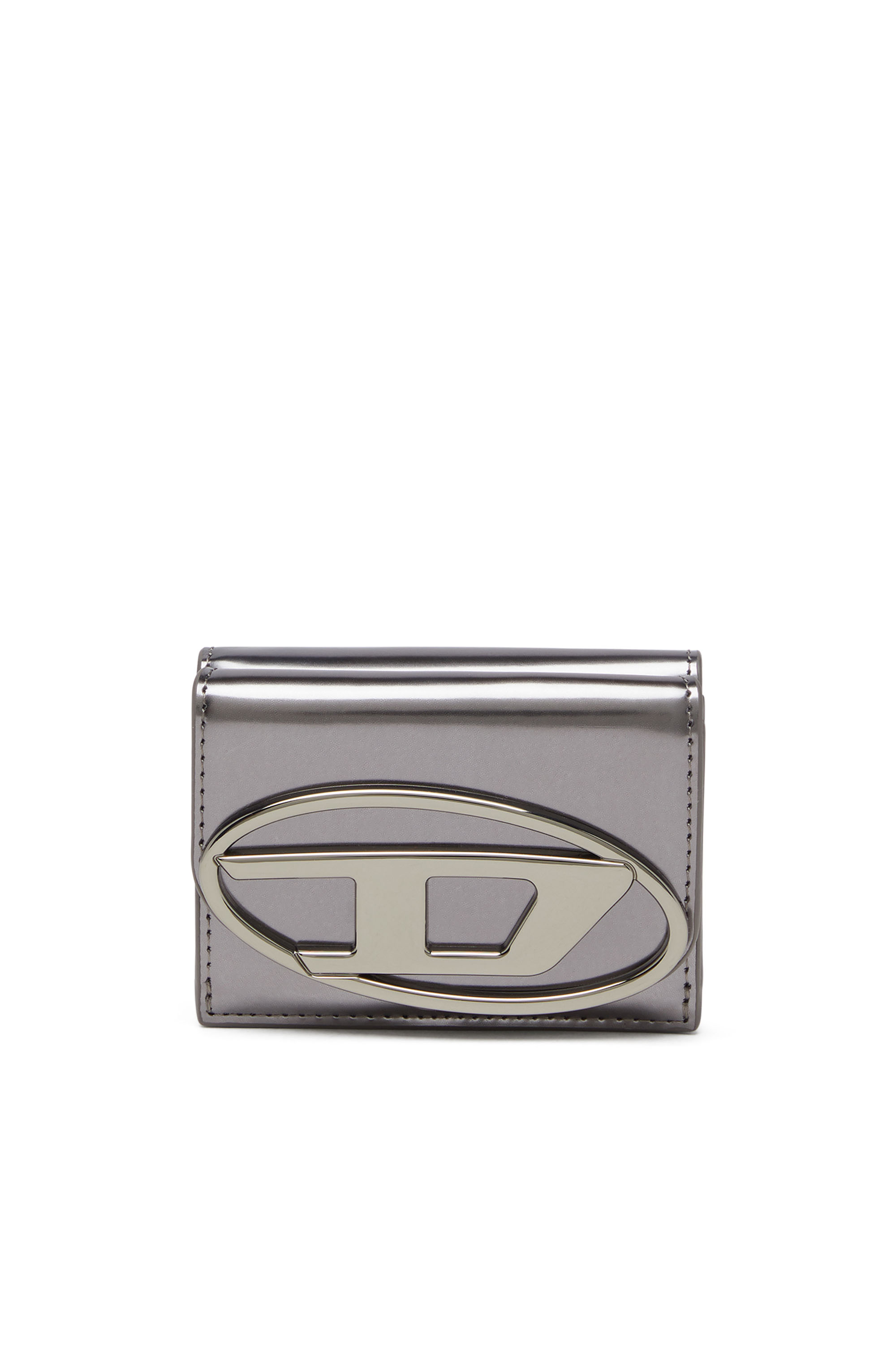 Diesel - 1DR TRI FOLD COIN XS II, Woman's Tri-fold wallet in mirrored leather in Grey - 1