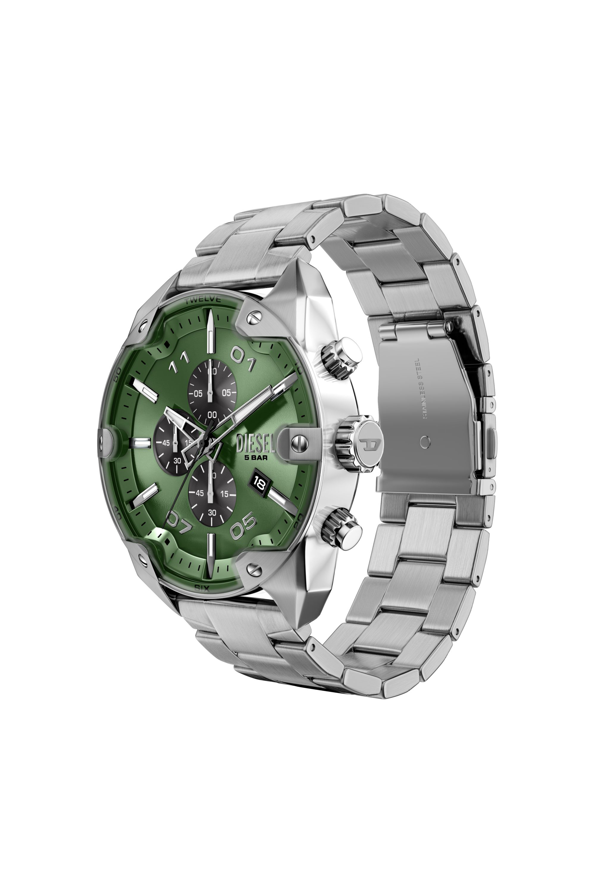 Diesel - DZ4712 WATCH, Herren Spiked Edelstahl-Uhr in Silber - 4