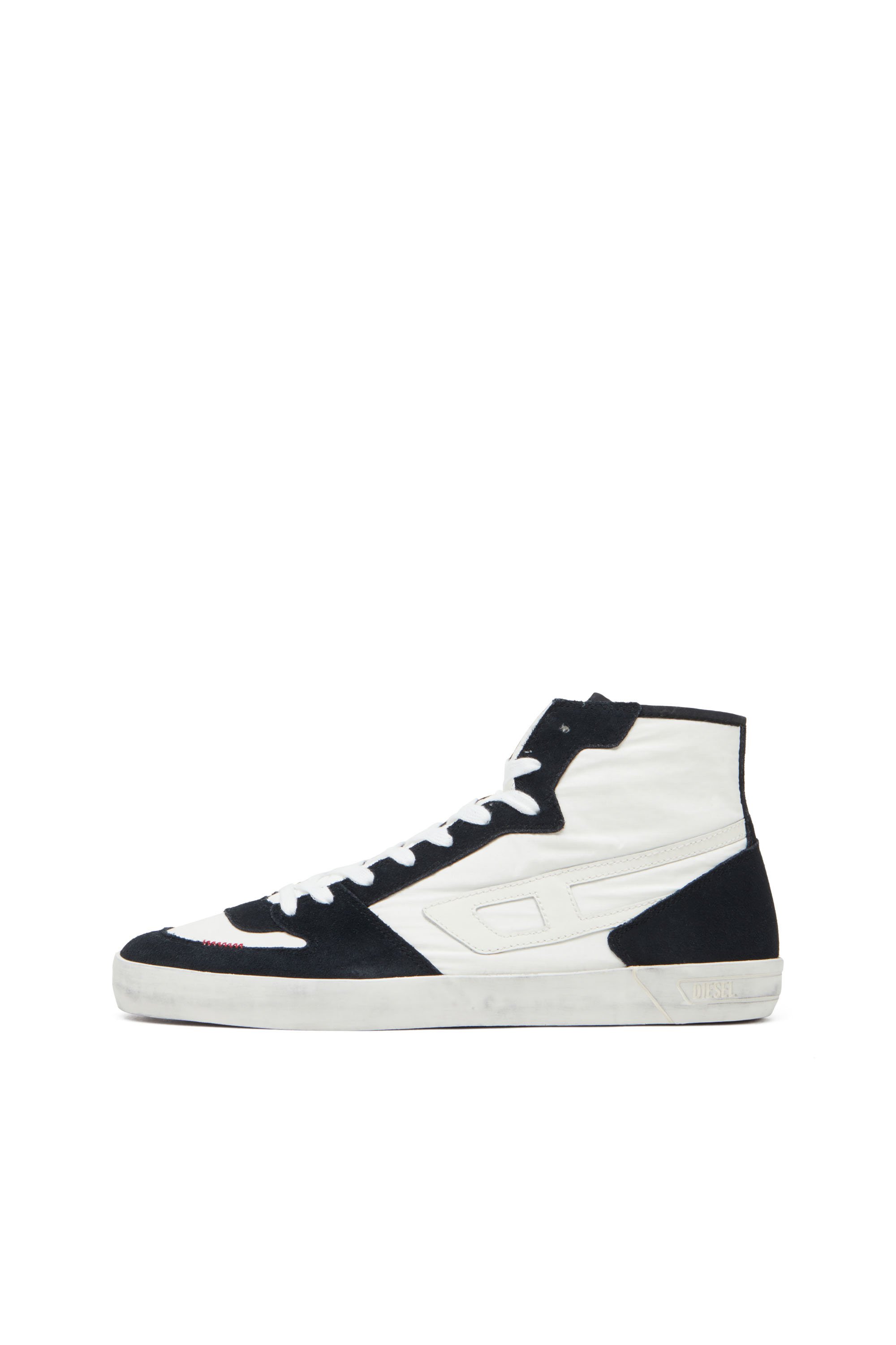 Diesel - S-LEROJI D-1 MID, Herren S-Leroji D-High-Top-Sneakers aus gepolstertem Ripstop und Veloursleder in Schwarz/Weiss - 7