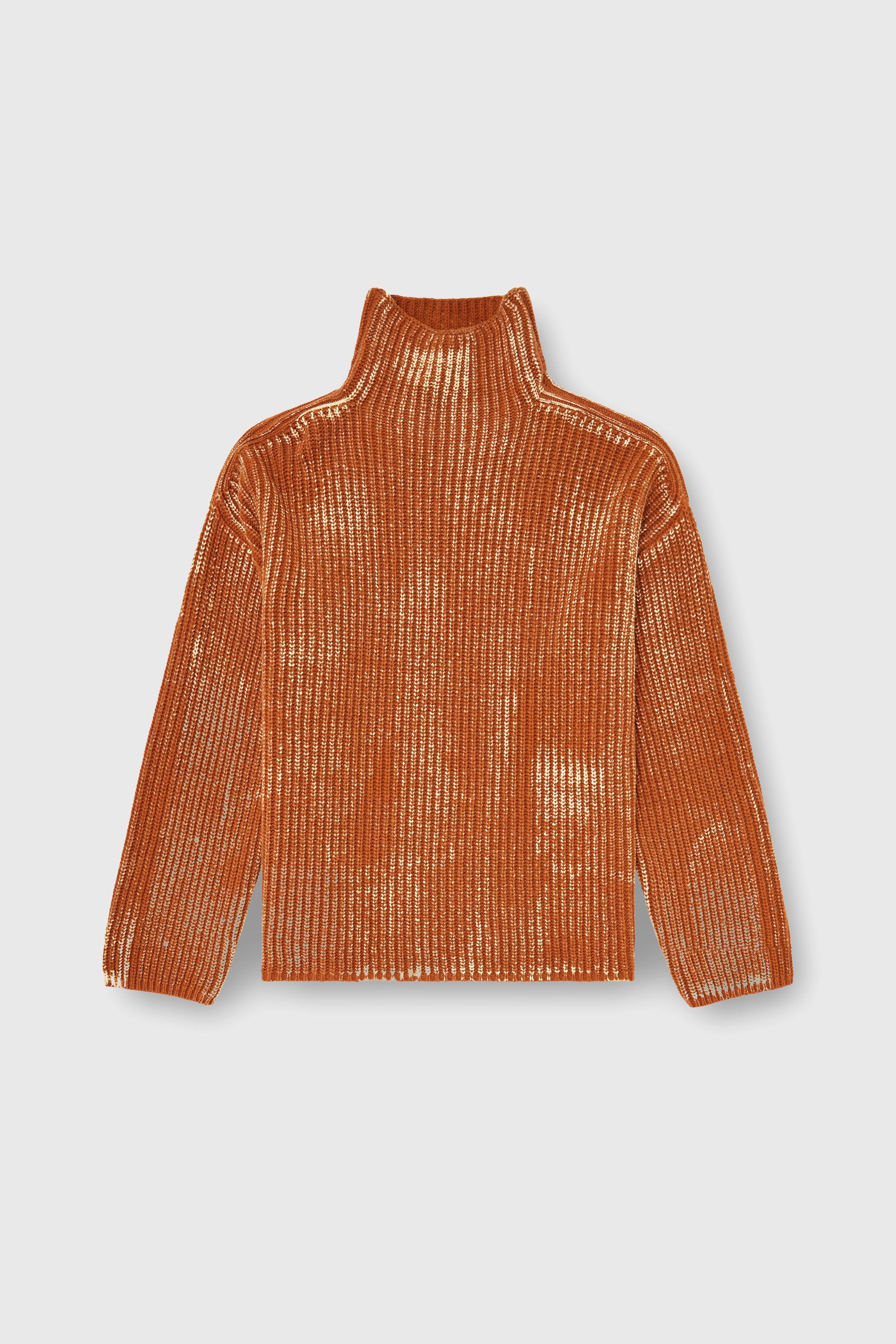 Diesel - M-AMET, Damen Pullover mit Funnelkragen aus gerippter Wollmischung in Braun - 2