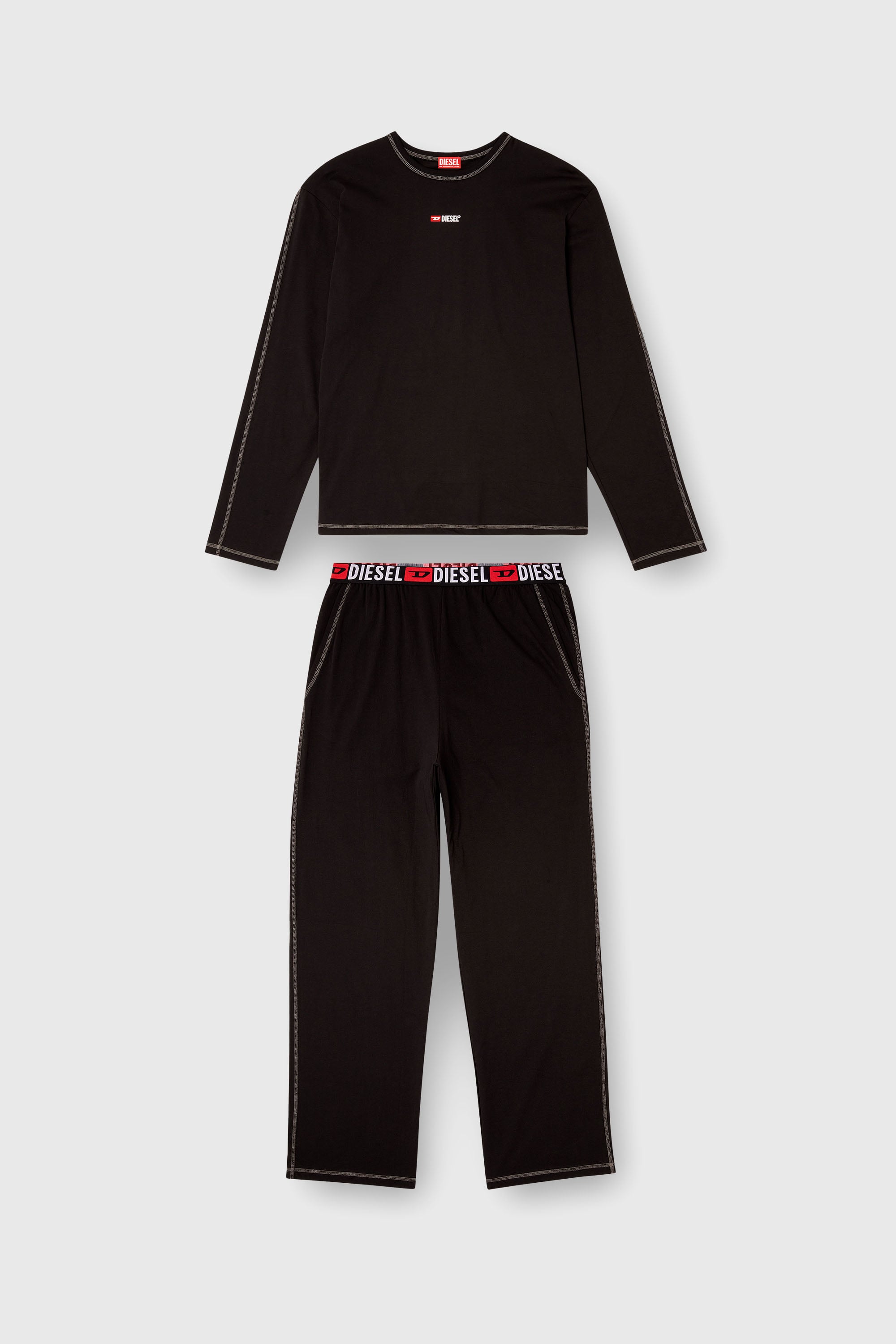 Diesel - SET-NOLAN-D-CORE, Herren Pyjamas aus Baumwolljersey in Schwarz - 2