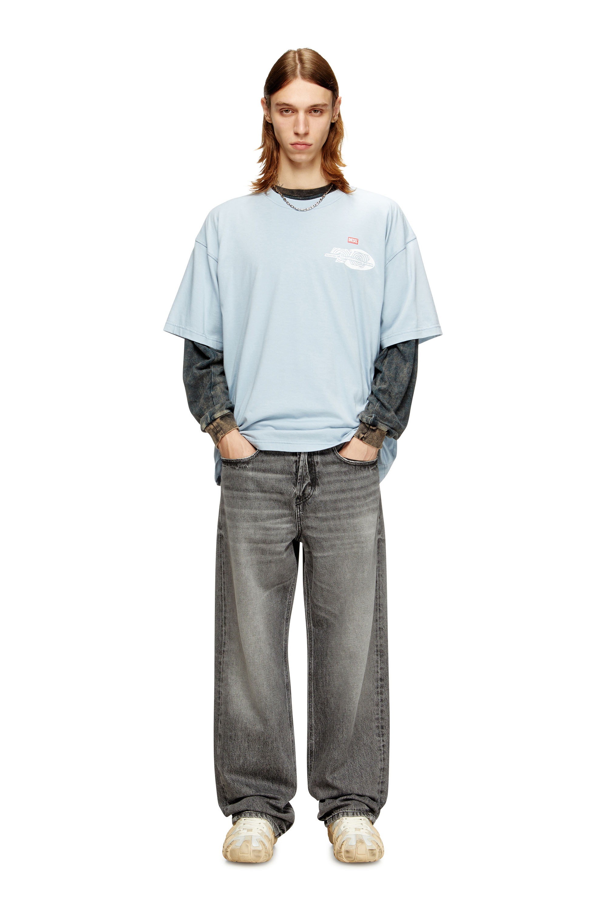 Diesel - T-BOXT-T23, Herren Baumwoll-T-Shirt mit Grafikdruck in Hellblau - 1