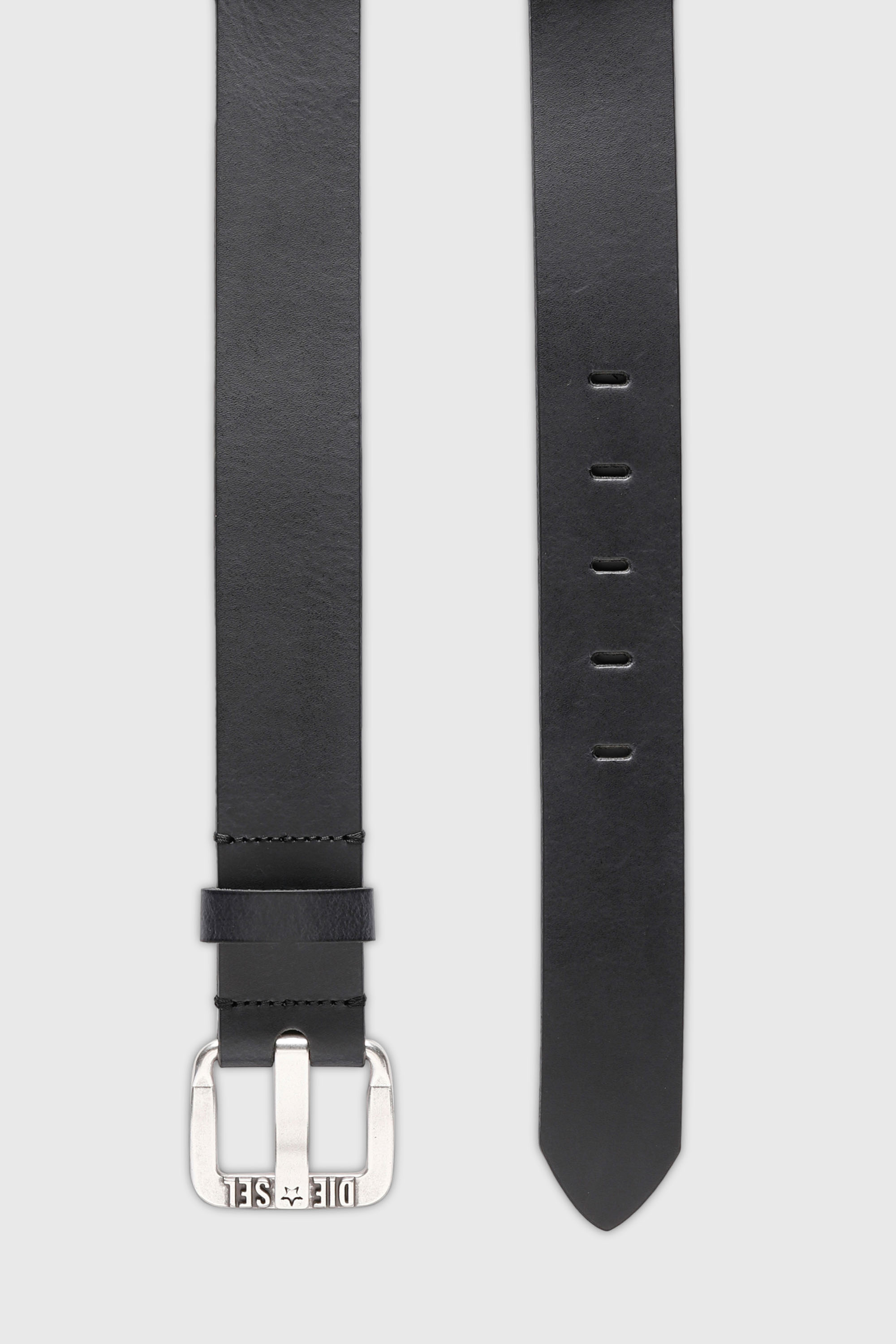 Diesel - B-STAR II, Herren 3.9cm G&uuml;rtel aus Leder mit Sternen-Logo-Schlie&szlig;e aus Metall in Schwarz - 3