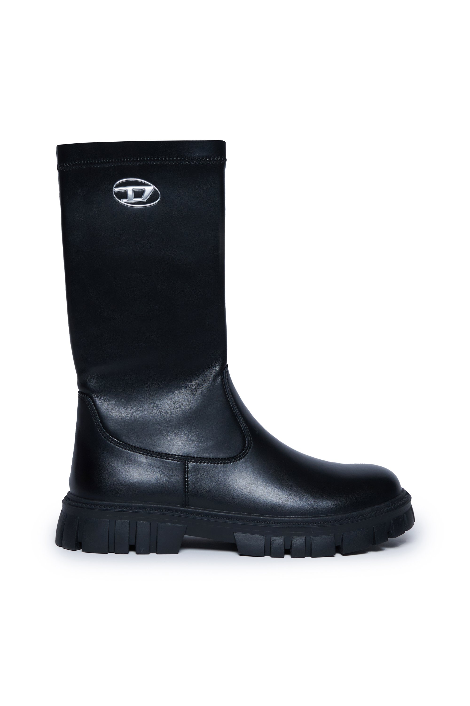 Diesel - D-HAMMER KNT, Unisex Kniehohe Boots aus Leder in Schwarz - 2