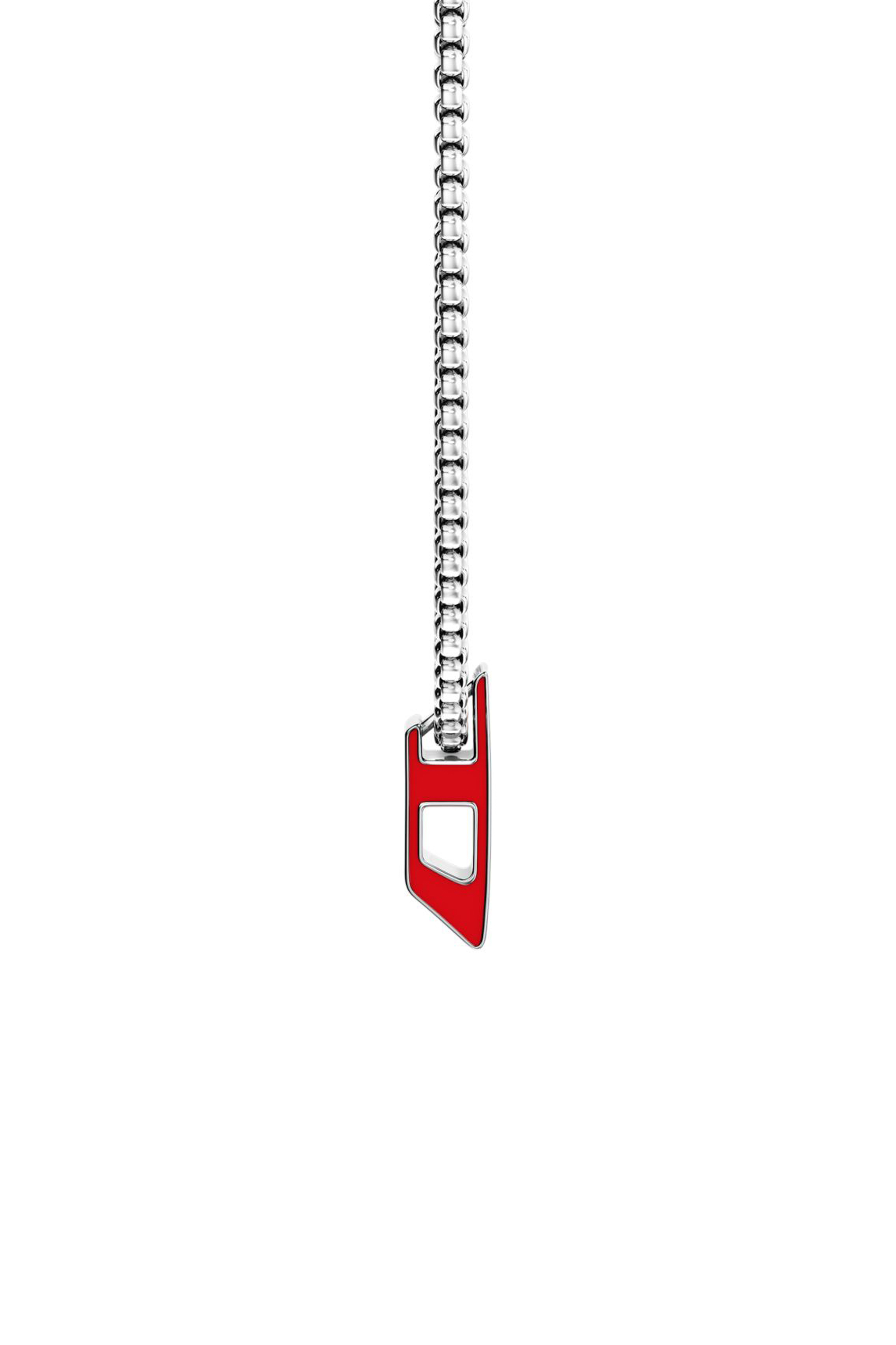 Diesel - DX1689040 JEWELLERY, Unisex Anh&auml;nger-Halskette aus Edelstahl in Silber/Rot - 2