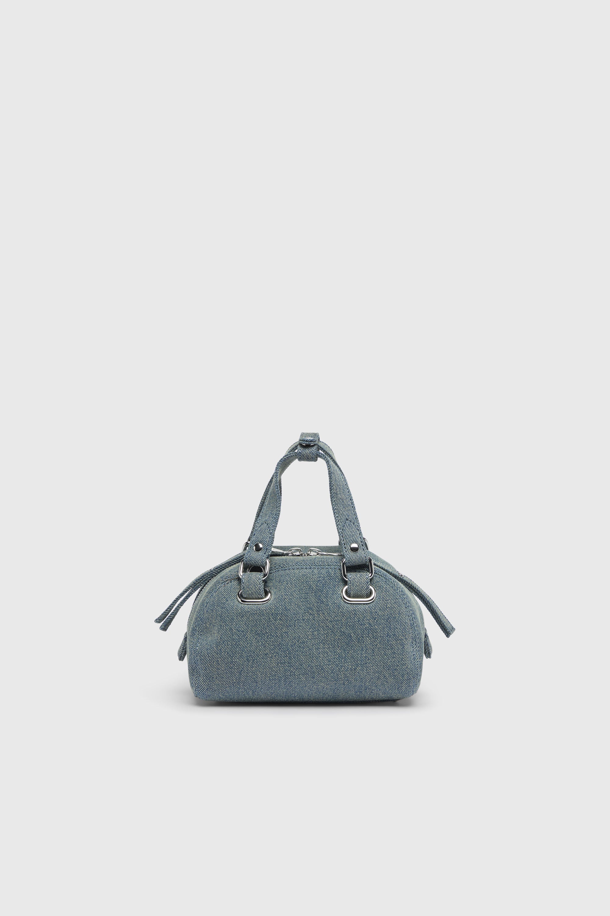 Diesel - 1DR DOME SOFT CROSSBODY, Unisex 1DR Dome-Kleine-Bowlingtasche aus Denim mit Oval D Logo in Hellblau - 2