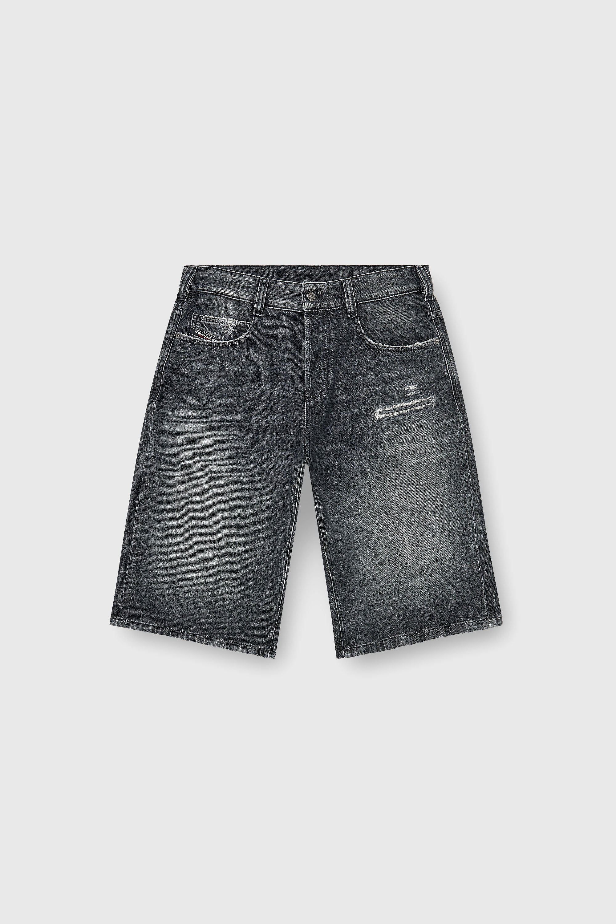 Diesel - D-ENIM-M-SHORT, Unisex Denim relaxed shorts mit Abrasionen in Dunkelgrau - 2