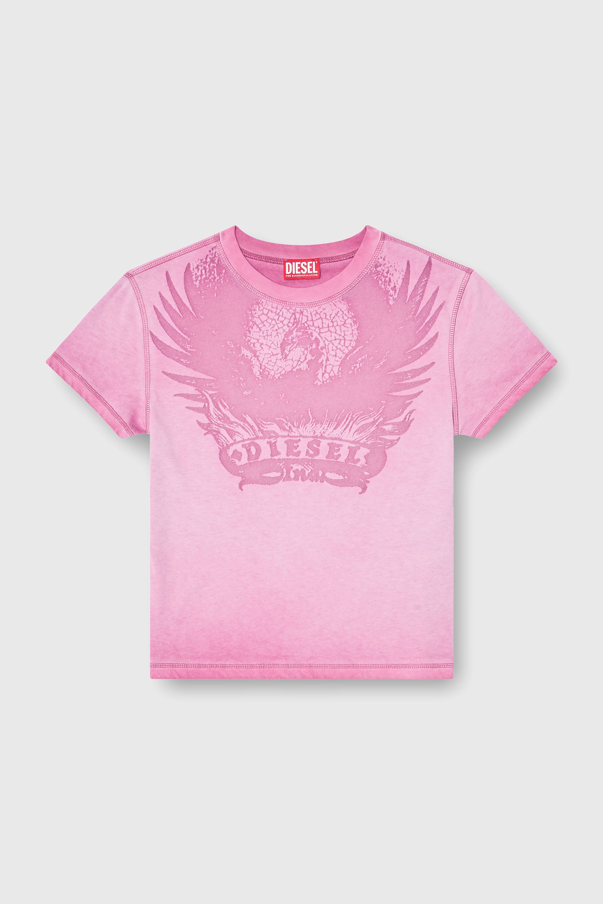 Diesel - T-ILA-AA7, Damen Slim T-shirt mit d&eacute;vor&eacute; Phoenix in Fuchsie - 2