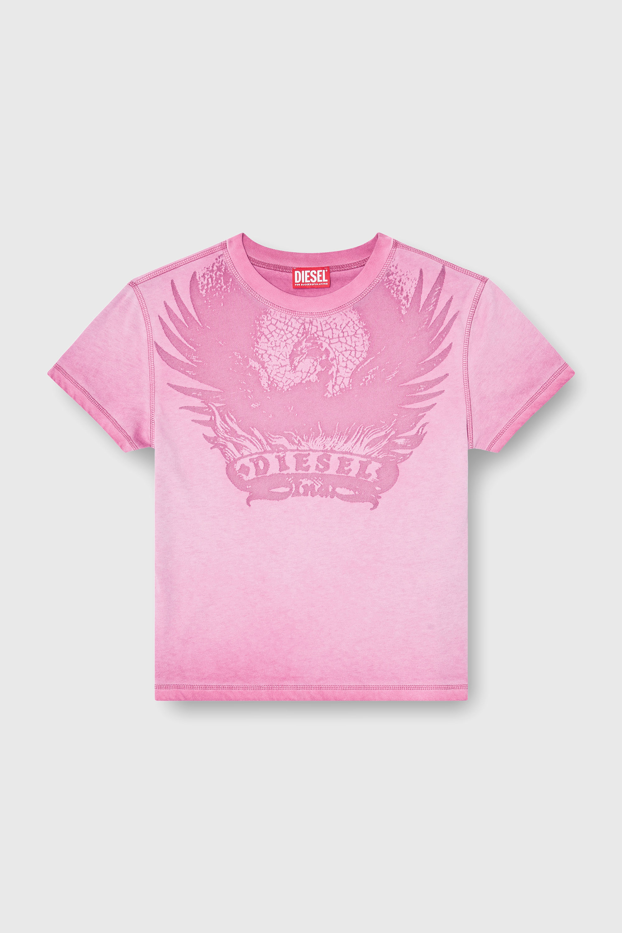 Diesel - T-ILA-AA7, Damen Slim T-shirt mit d&eacute;vor&eacute; Phoenix in Fuchsie - 2