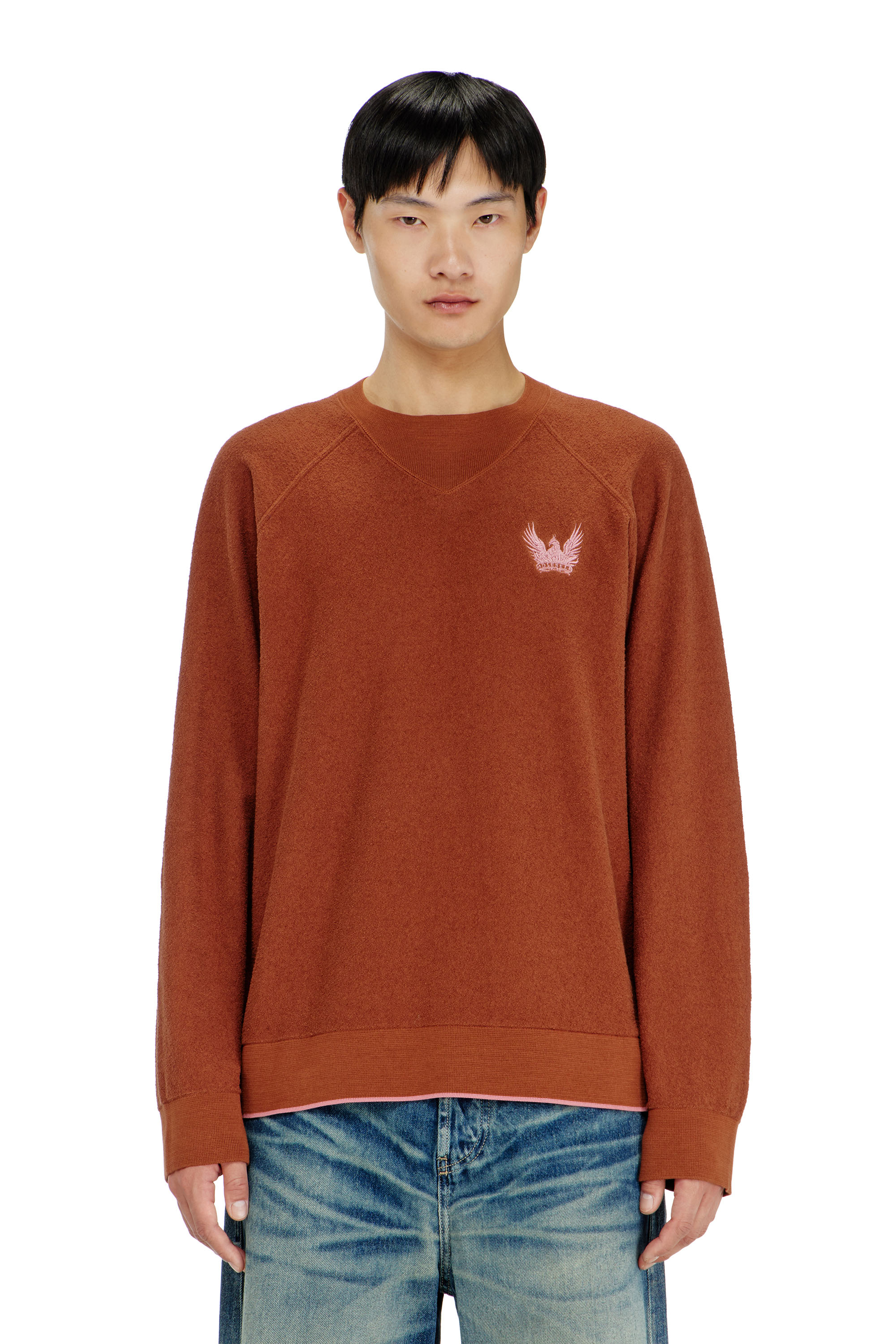 Diesel - K-RALFS, Herren Boucl&eacute;-Pullover mit Phoenix-Stickerei in null - 1