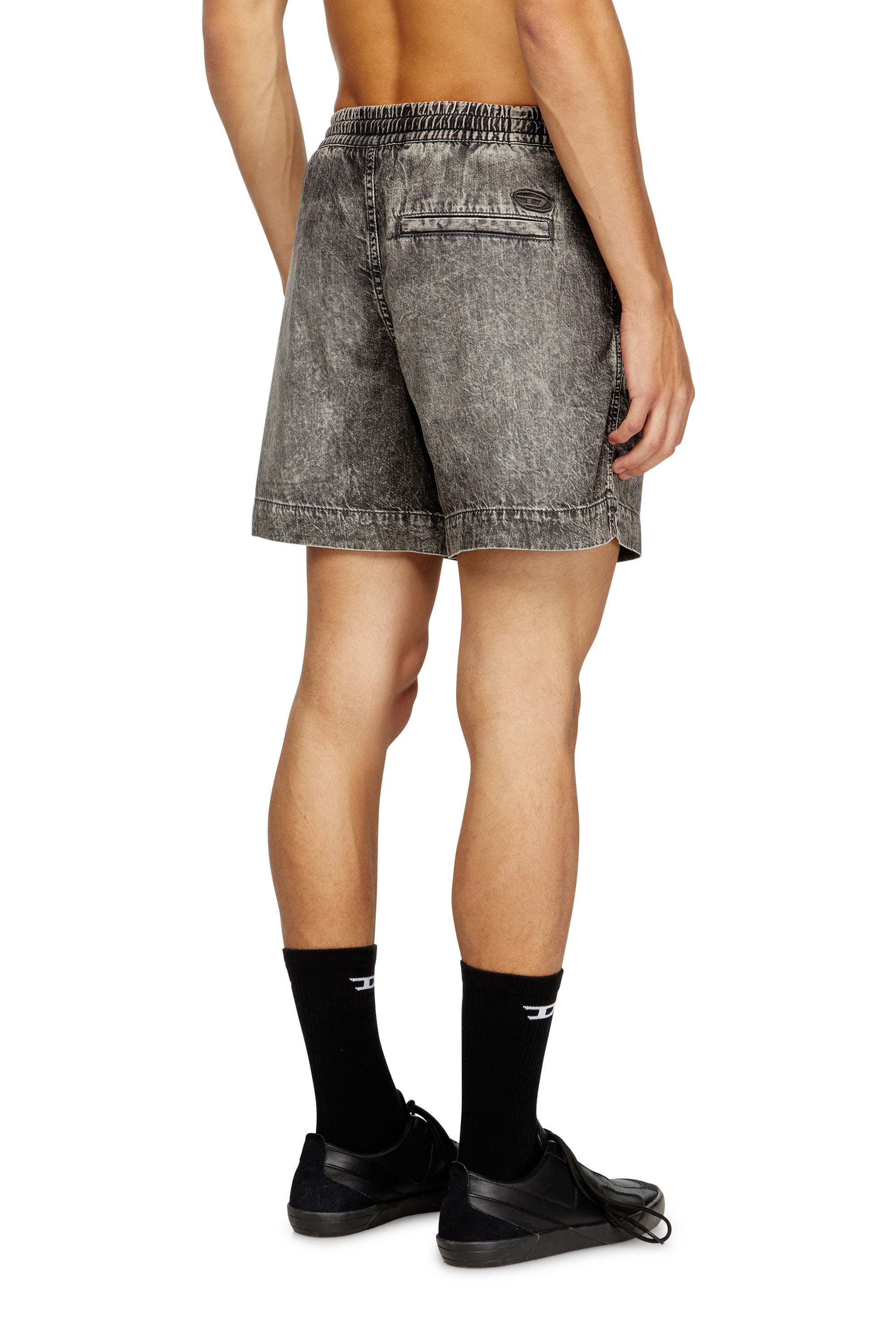 Diesel - D-TENNI-S1, Unisex's Shorts in marbled denim in Black - 2