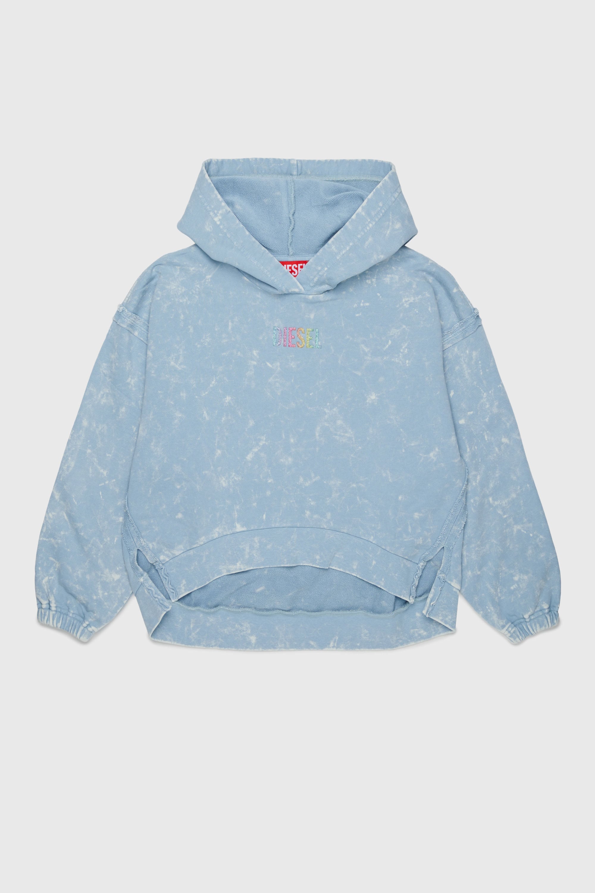 Diesel - SLOXY, Woman's Tie-dye-effect hoodie with rainbow logo in Light Blue - 1