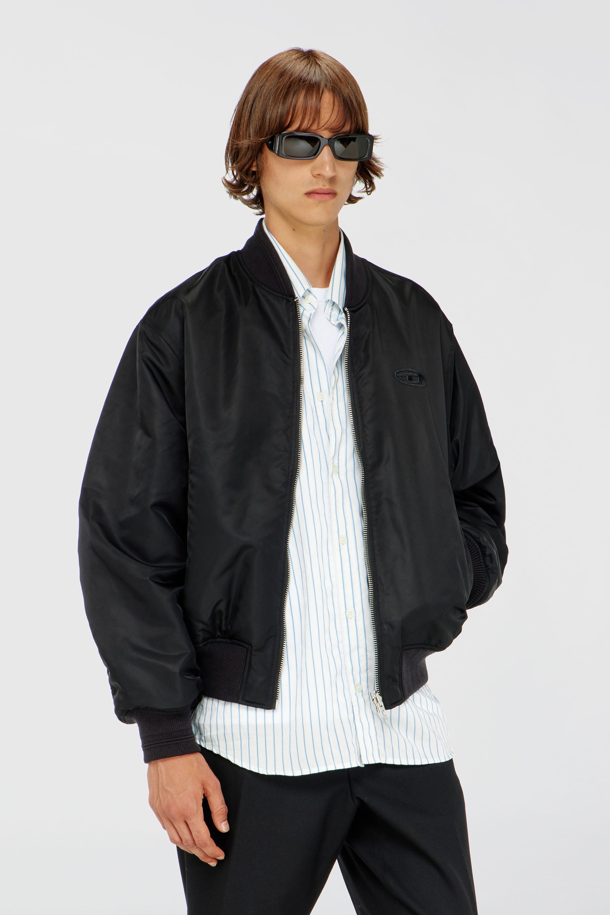 Diesel - W-TYPE-D1, Herren Gesteppte Bomberjacke mit Oval-D-Stickerei in Schwarz - 1