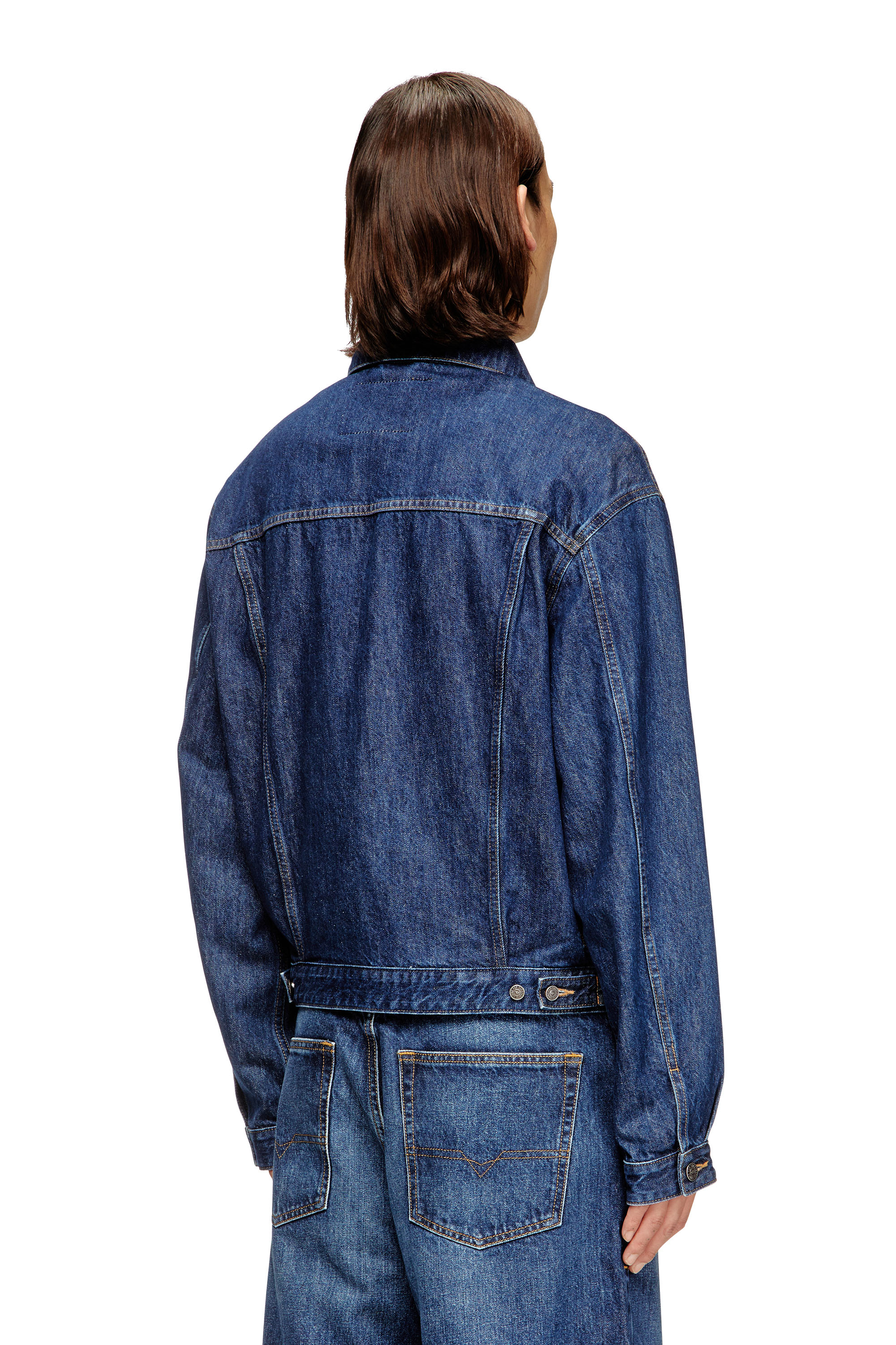 Diesel - D-RANGER, Unisex Truckerjacke aus DNA-Denim in Mittelblau - 4