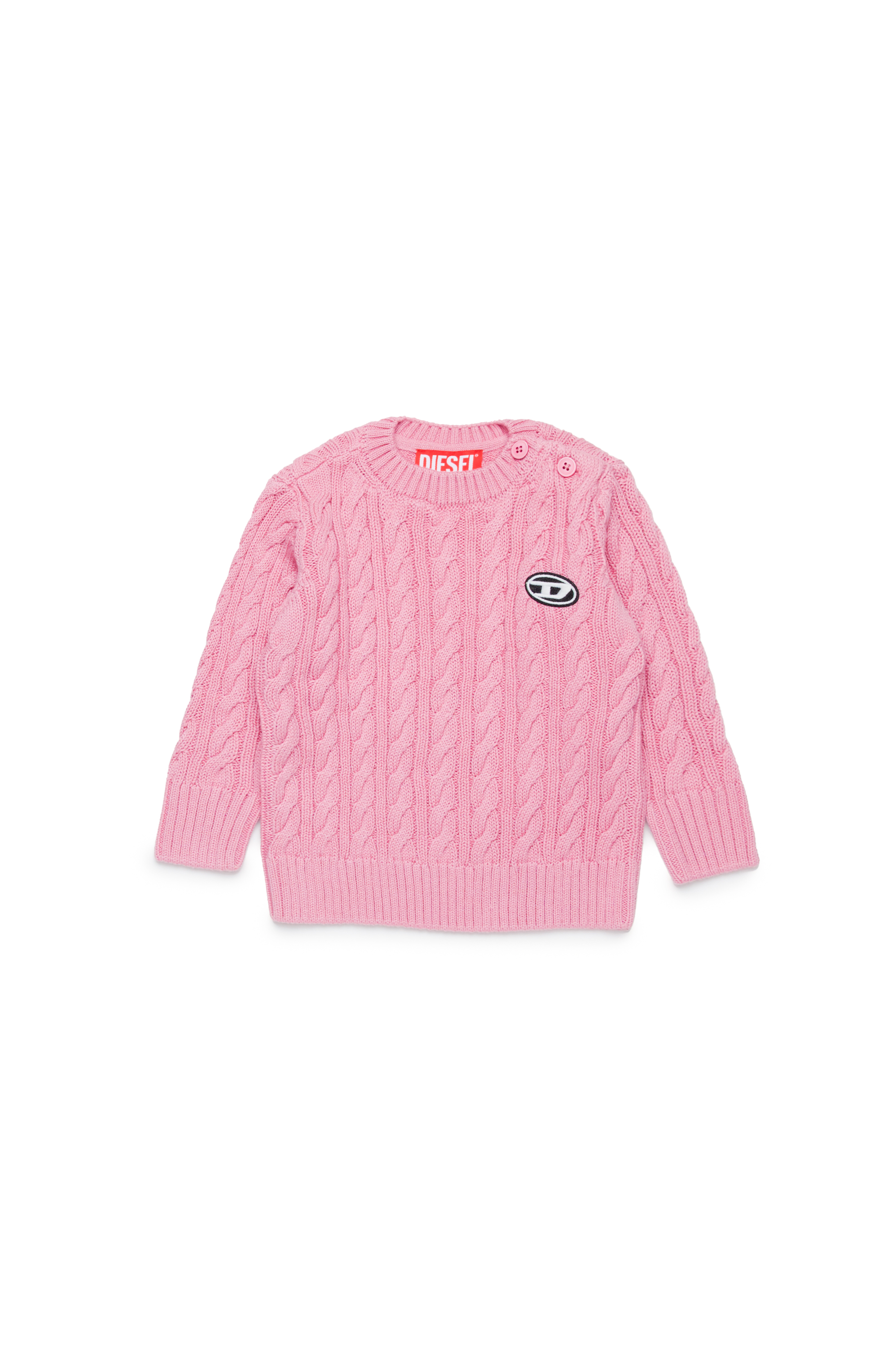 Diesel - KBAMBYB, Unisex Pullover aus Baumwolle mit Oval D-Patch in Rosa - Image 1