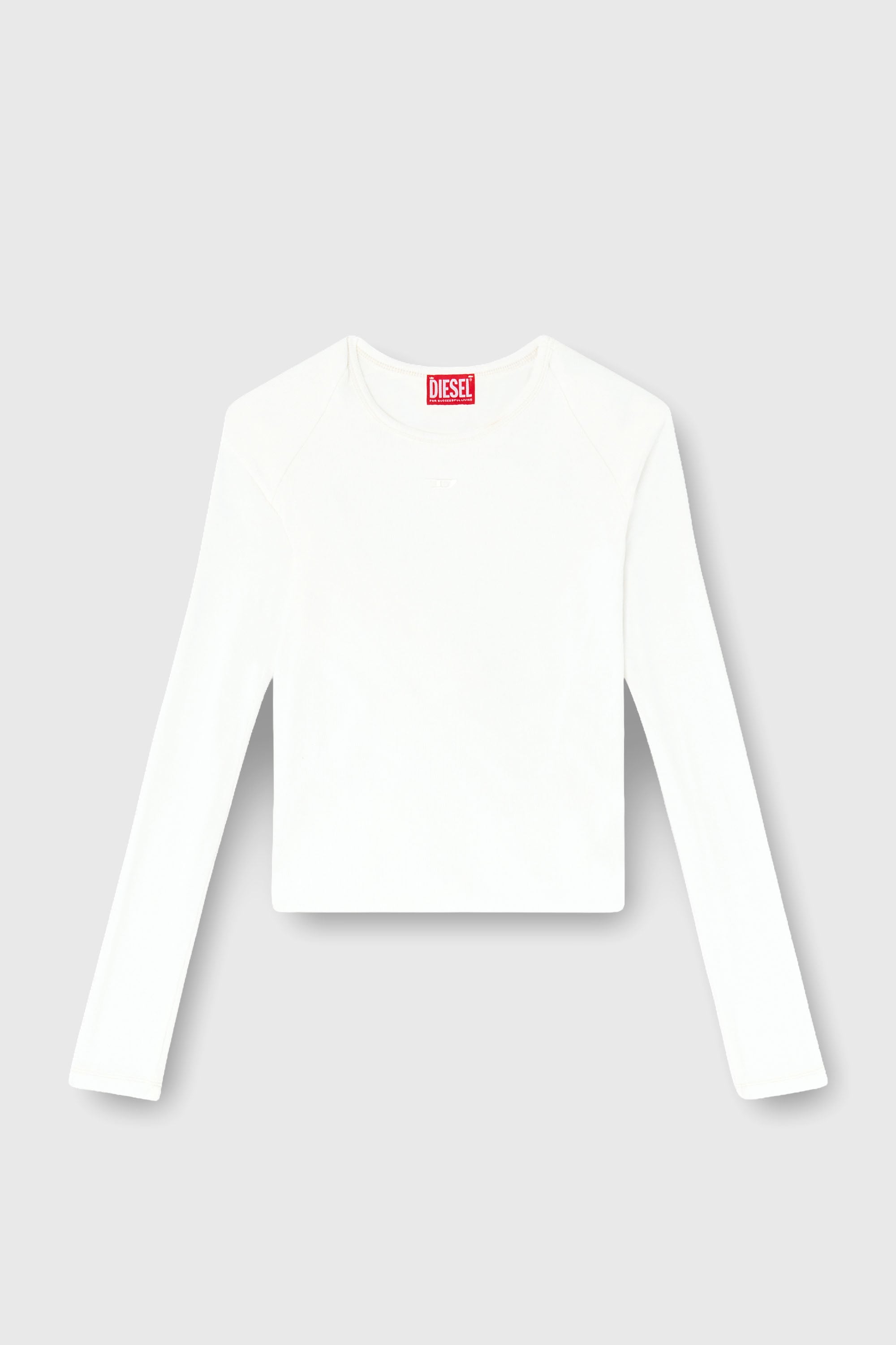 Diesel - T-ASAY-PL, Damen Langarmshirt mit Raffung aus doppellagigem Jersey in Wei&szlig; - 2