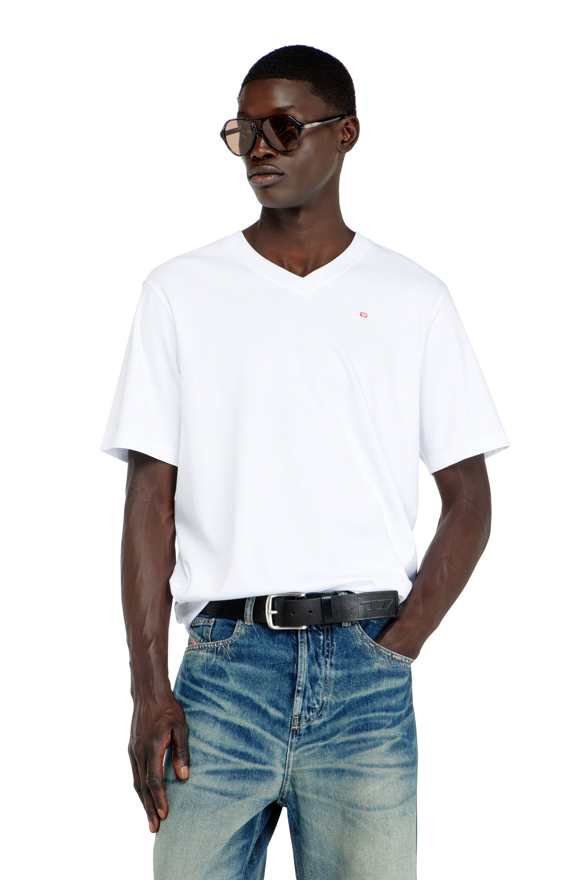 Diesel - T-ADJUST-V-MICRODIV, Herren T-Shirt mit V-Ausschnitt und Mikro-Logo-Stickerei in null - 1