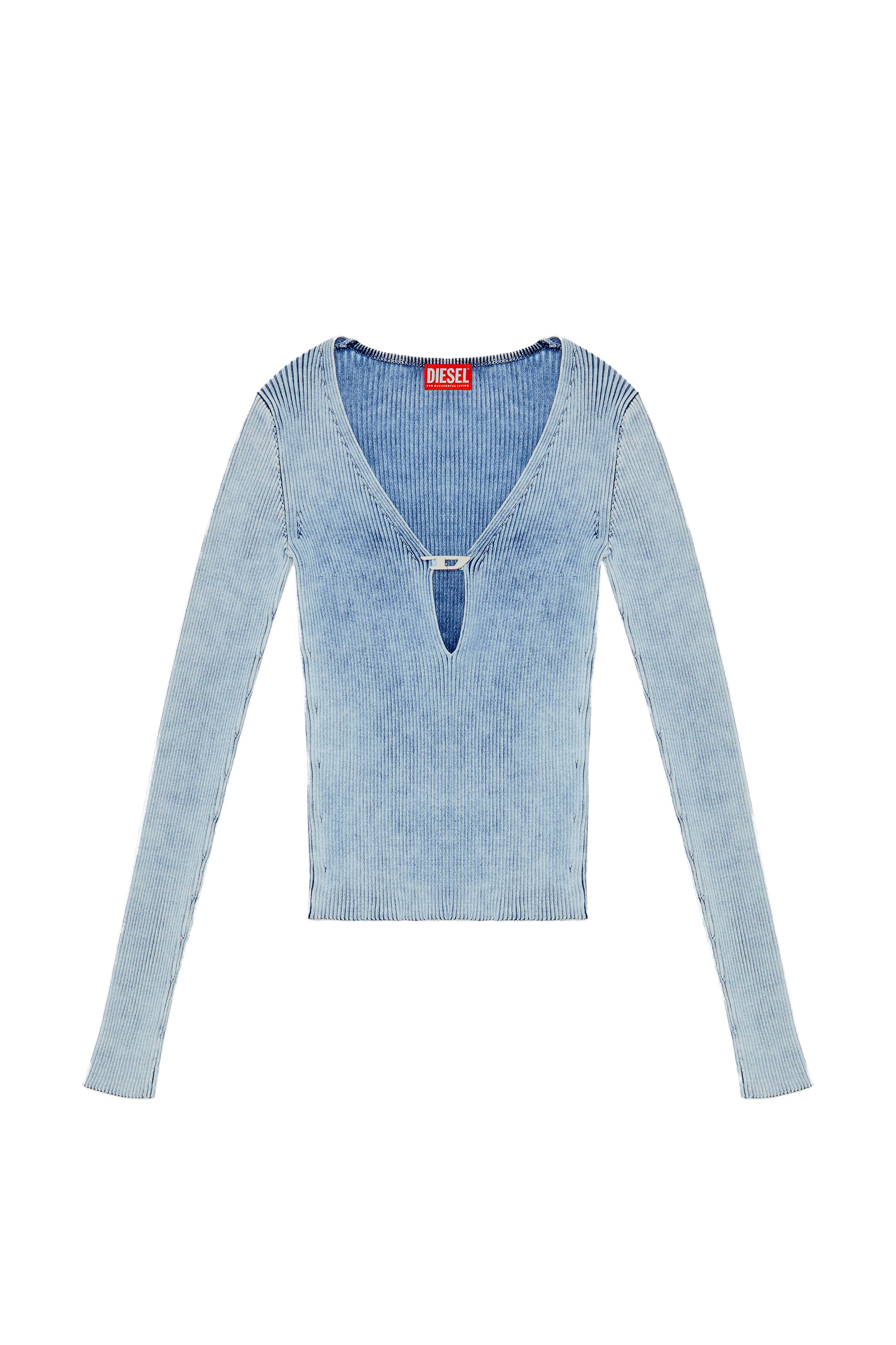 Diesel - M-TERI, Damen Cutout-Top aus Indigo-Baumwollstrick in Blau - 2