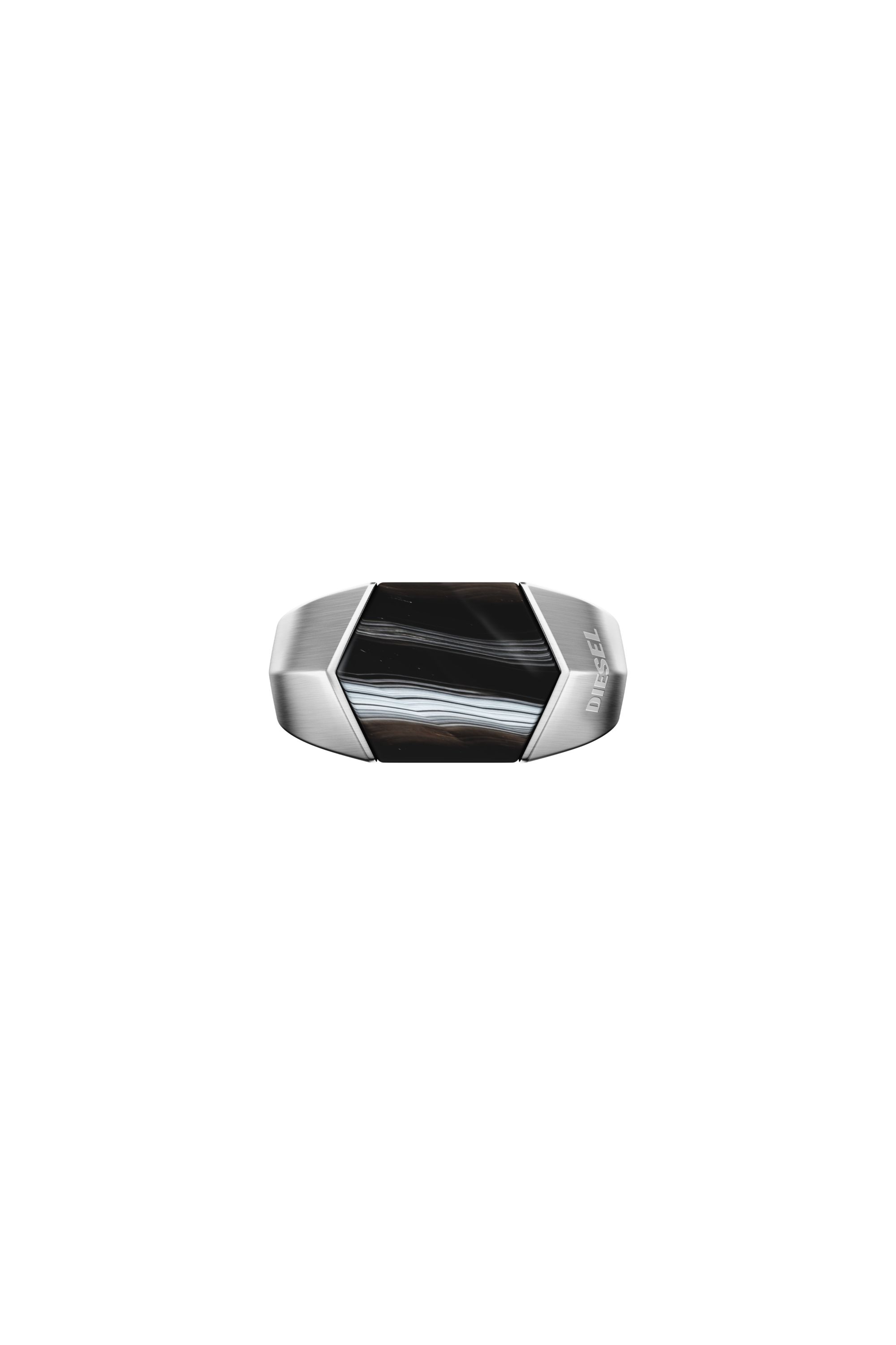 Diesel - DX1711040, Unisex Siegelring mit schwarzem Achat in Silber/Schwarz - 3