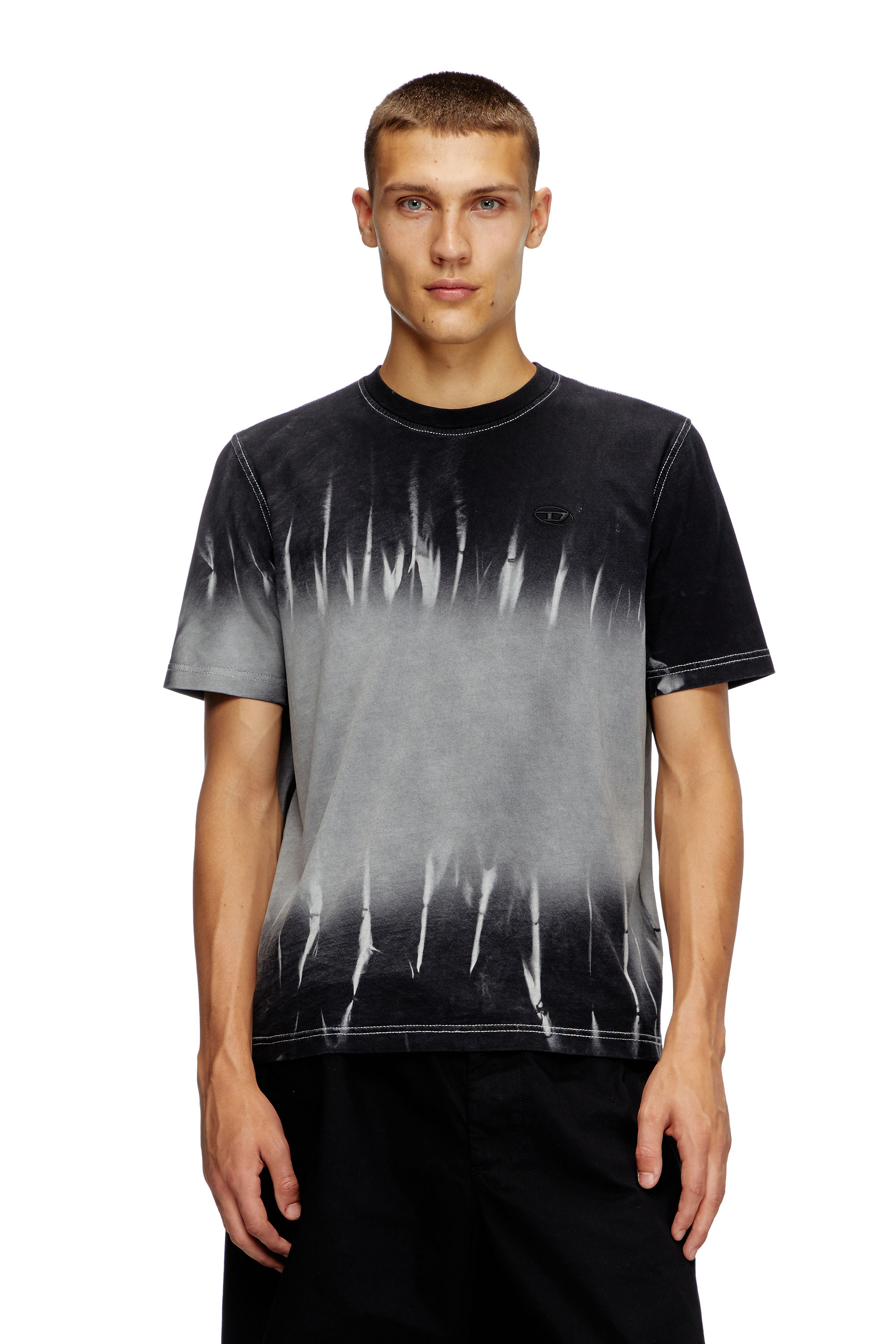 Diesel - T-ADJUST-R21, Herren Batik-T-Shirt mit Logo-Stickerei in Schwarz - 1