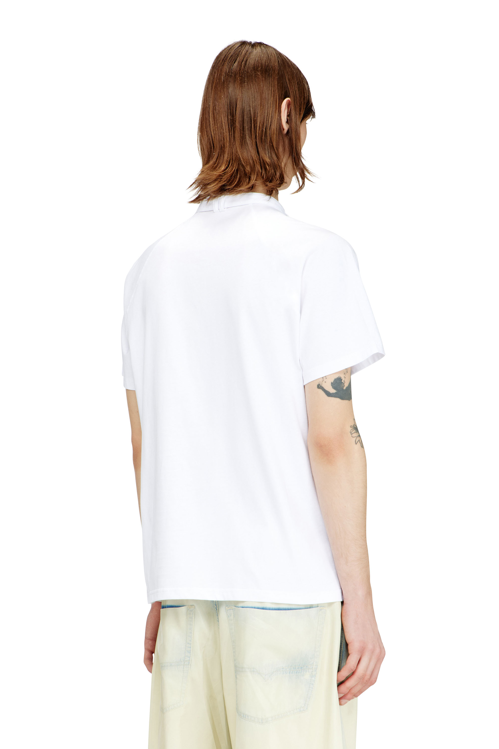 Diesel - T-KAUKO, Herren T-Shirt mit Biker-Halsriemen in Wei&szlig; - 4