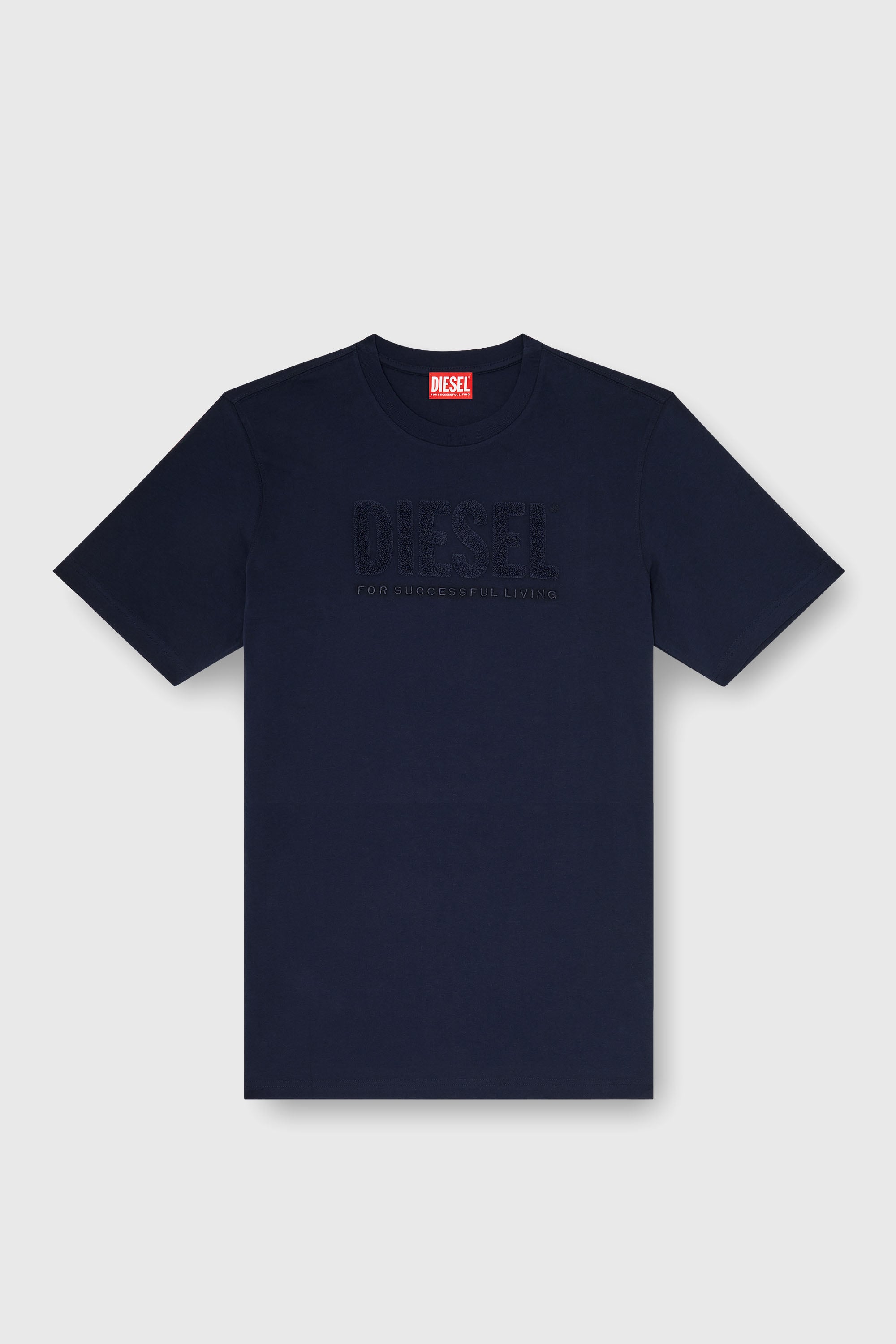 Diesel - T-JUST-OVA-T92, Herren T-Shirt aus Baumwolle mit tonalem Diesel-Logoprint in Marineblau - 2