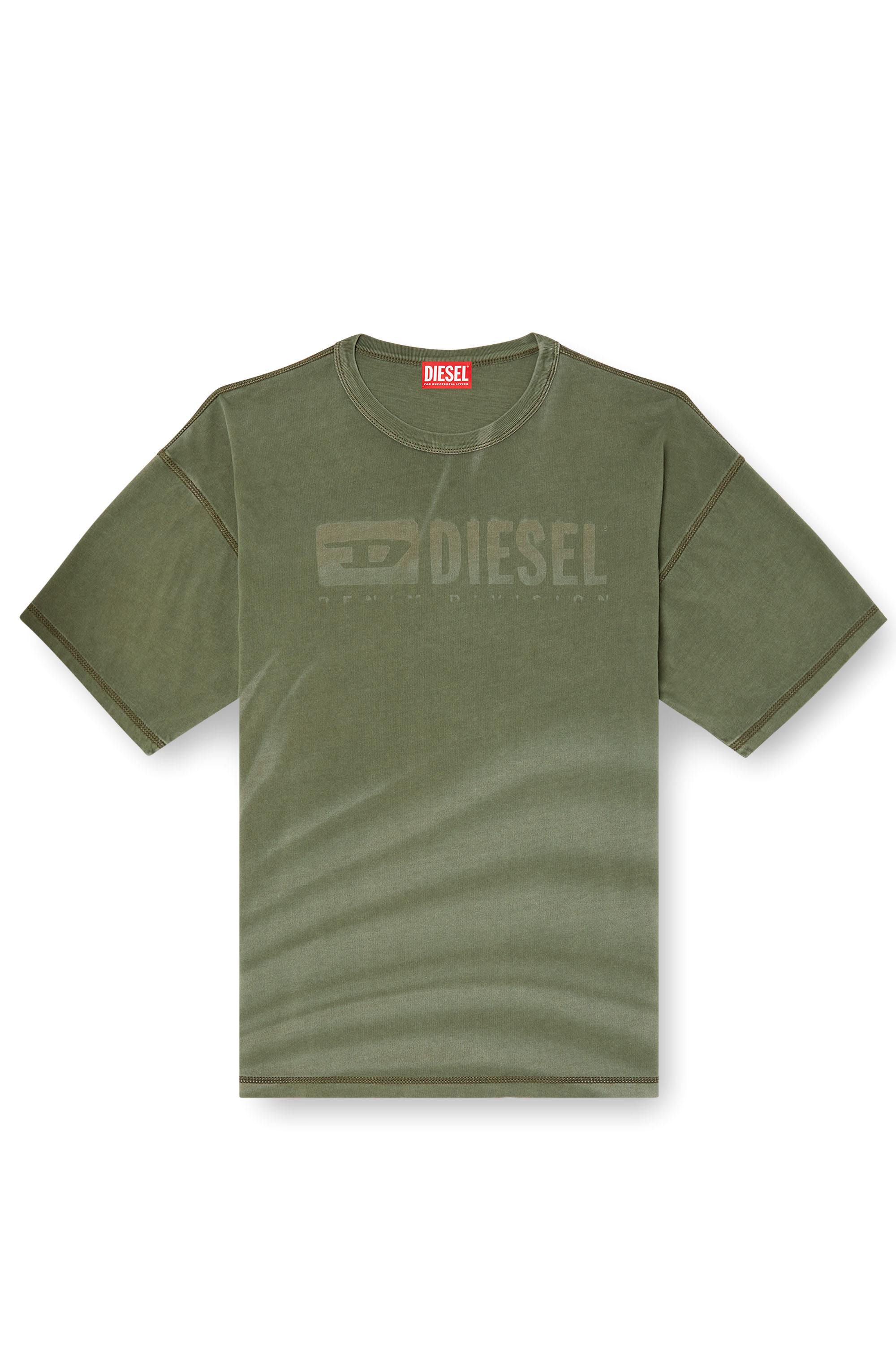 Diesel - T-ADJUST-R13, Herren T-Shirt mit Laser-verblasstem Logo in Olivgrün - 3