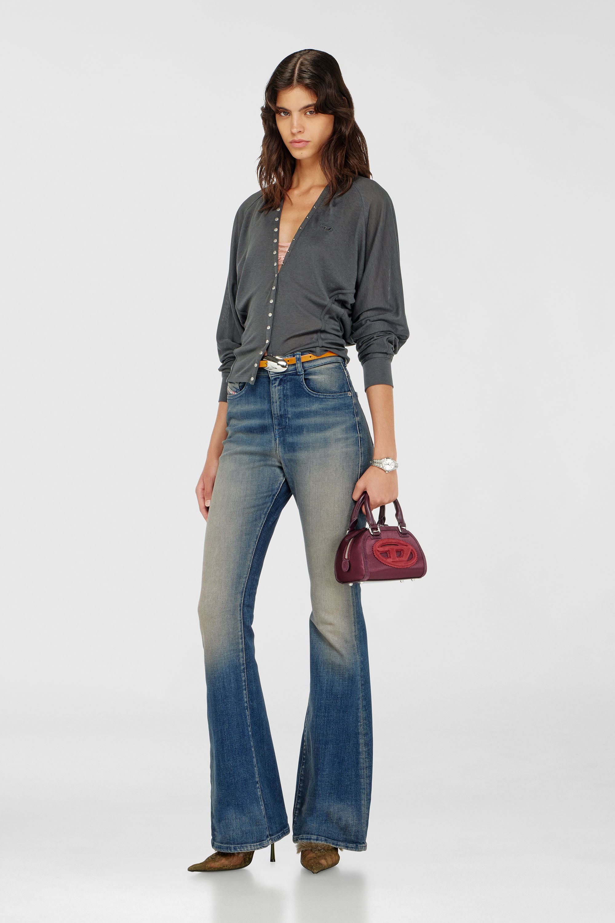 Diesel - T-ISERINA, Damen Cardigan-Top aus Tencel-Mix mit Fledermaus&auml;rmeln in Grau - 1