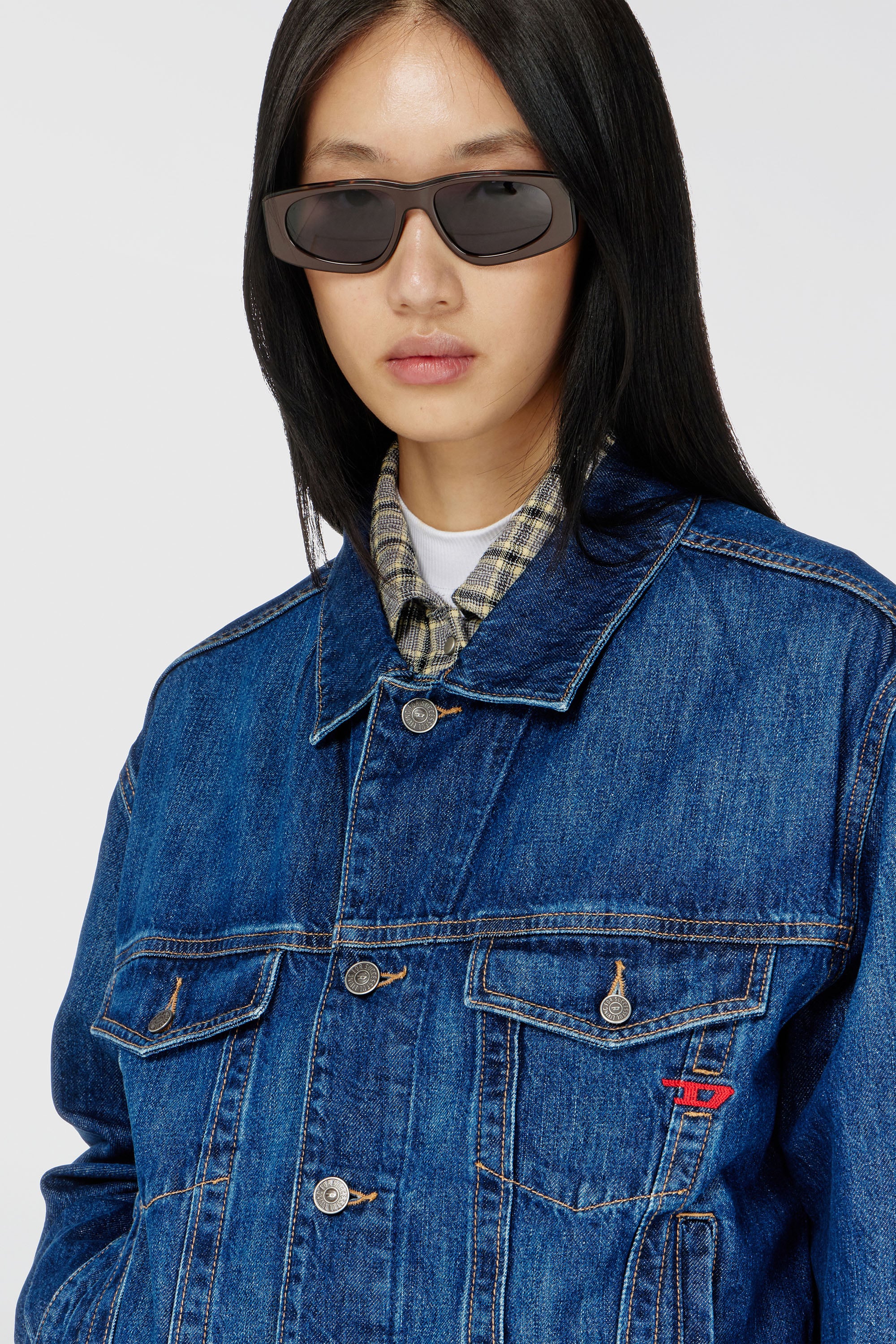 Diesel - D-RANGER, Herren Truckerjacke aus Denim in Mittelblau - 5