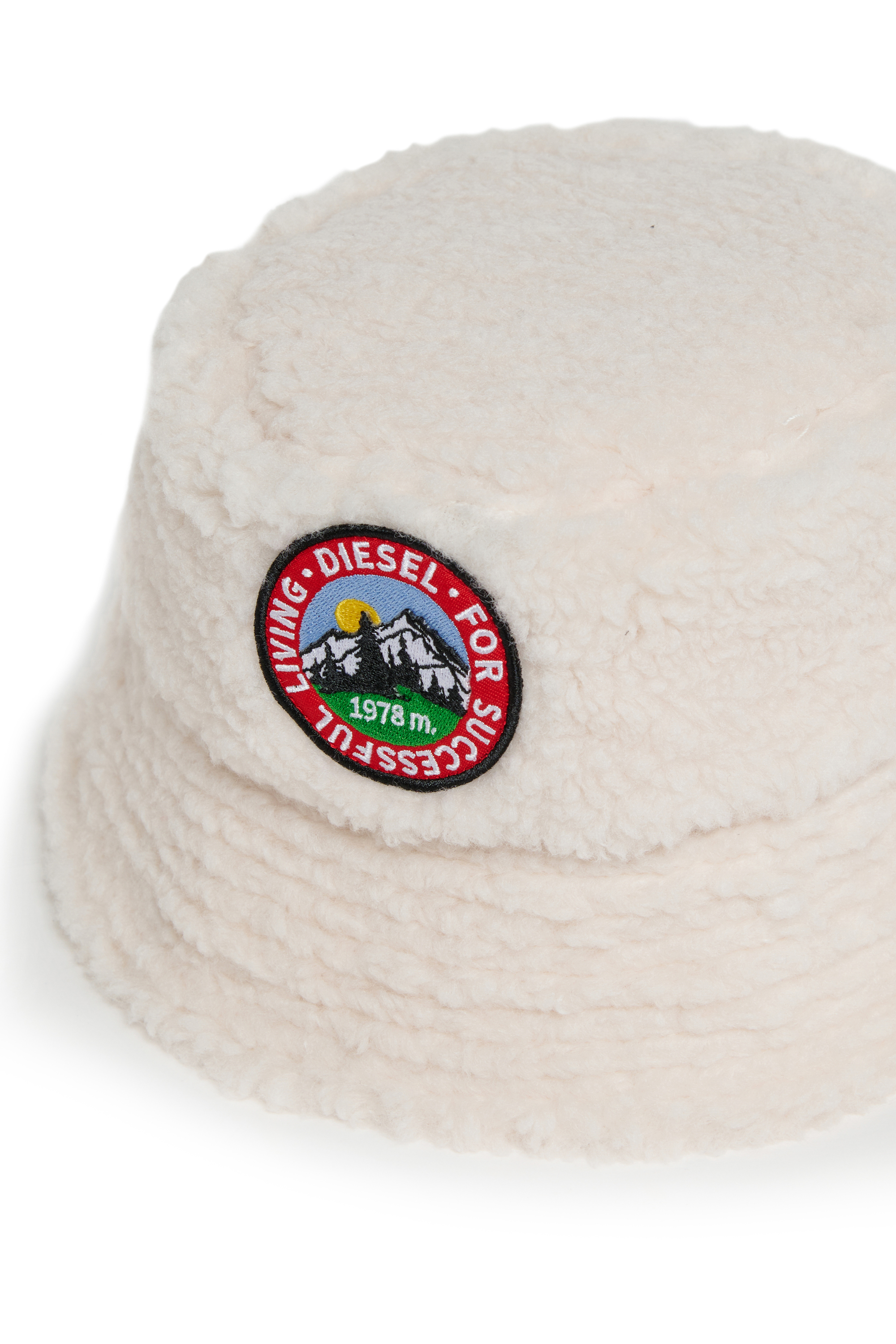 Diesel - FBONT, Unisex Bucket Hat aus weichem Pl&uuml;schstoff in Wei&szlig; - 3