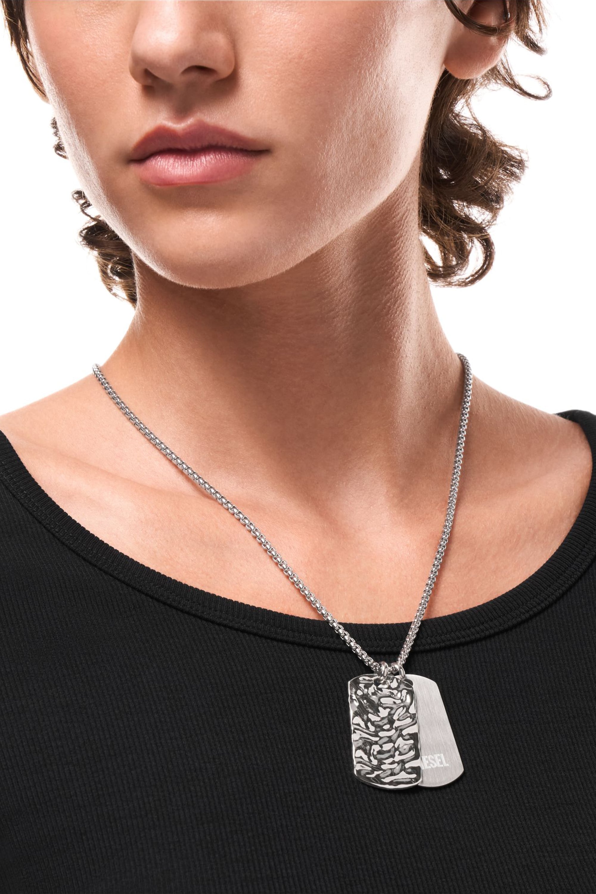 Diesel - DX1735040, Unisex Dog-Tag-Halskette aus Edelstahl in Silber - 3