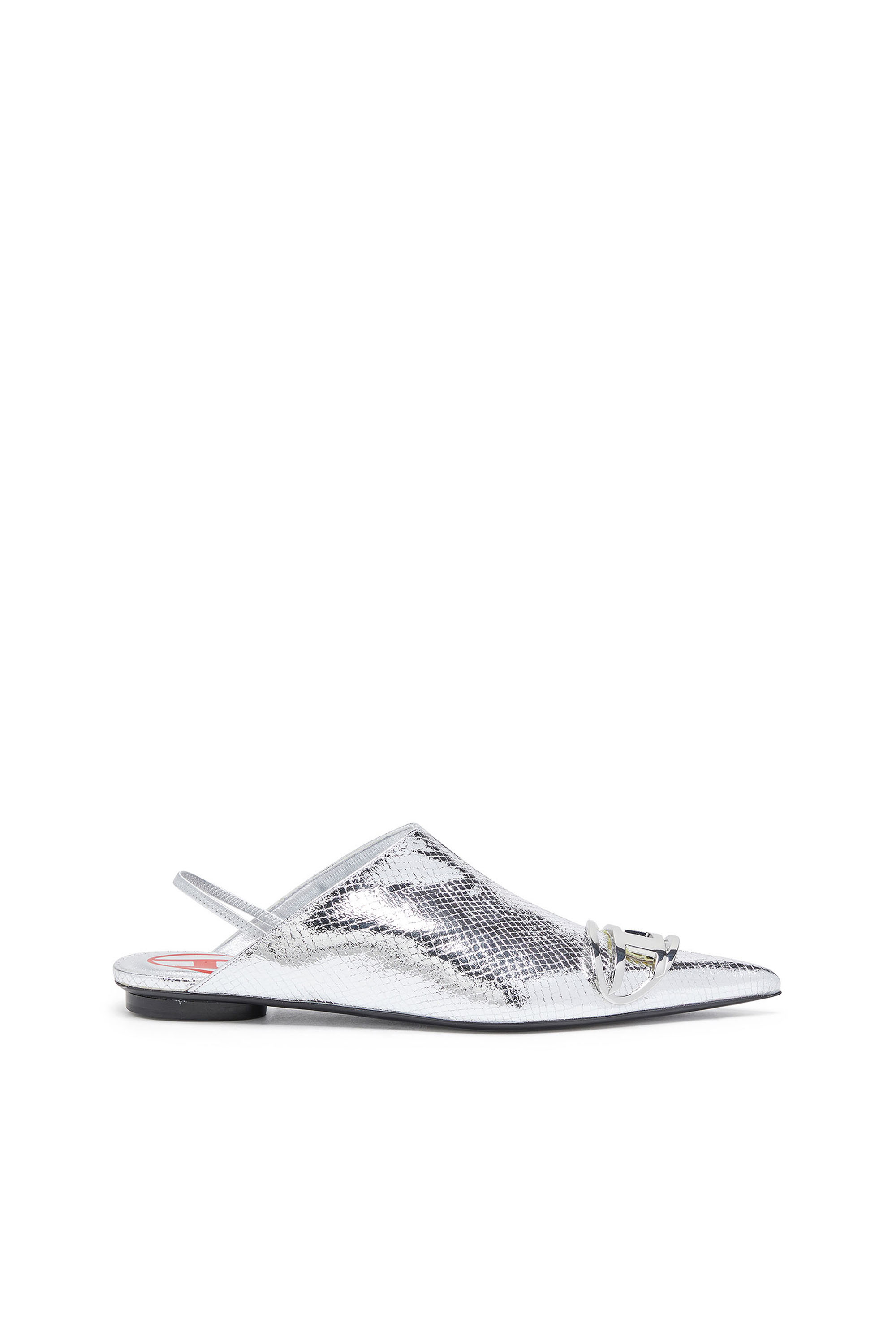 Diesel - D-VENUS B, Damen D-Venus-Slingback-Mules in Glanz-Schlangenhaut-Optik in Silber - 1