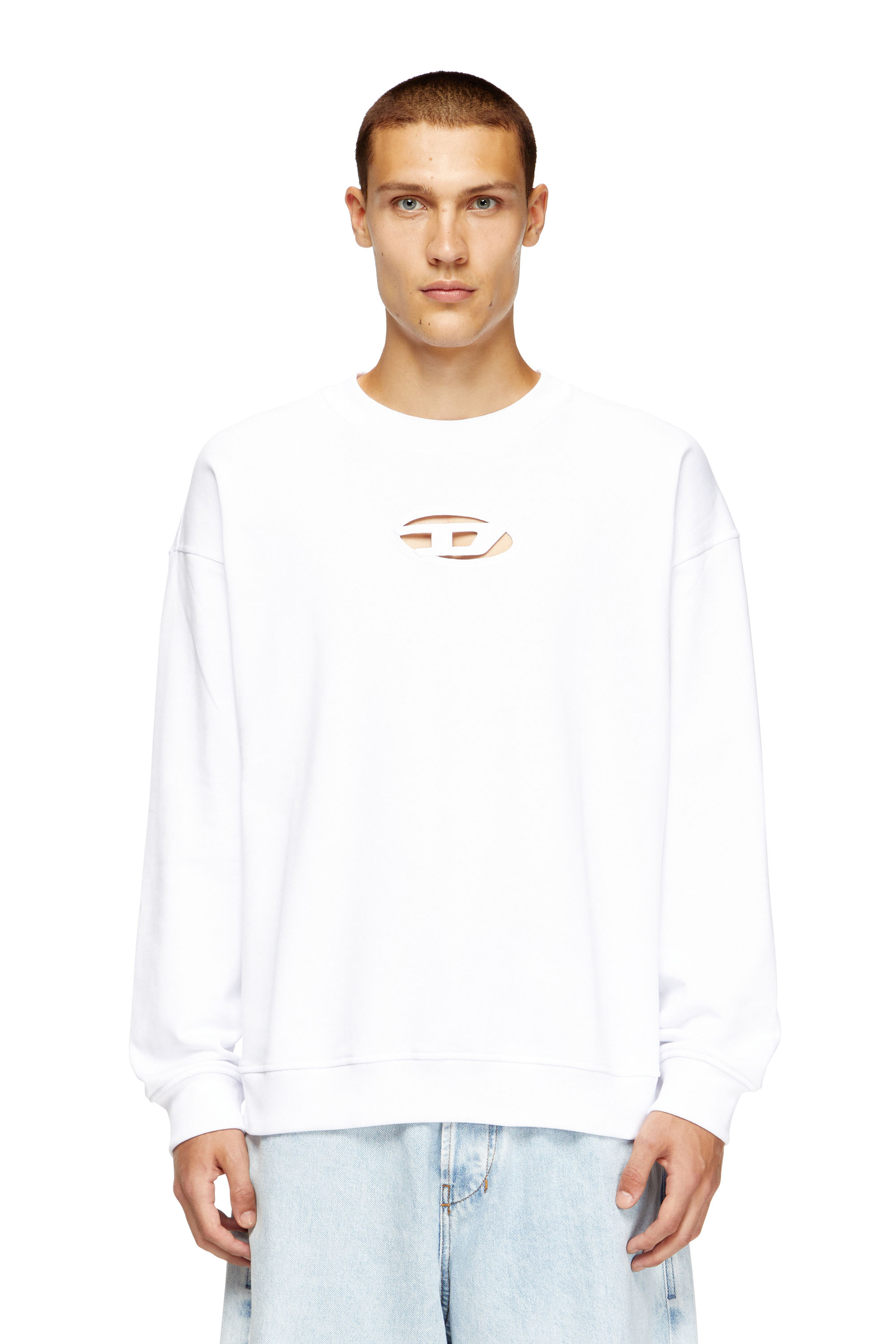 Diesel - S-BOXT-OD, Herren Sweatshirt mit Cut-out-Oval D in Weiß - 1