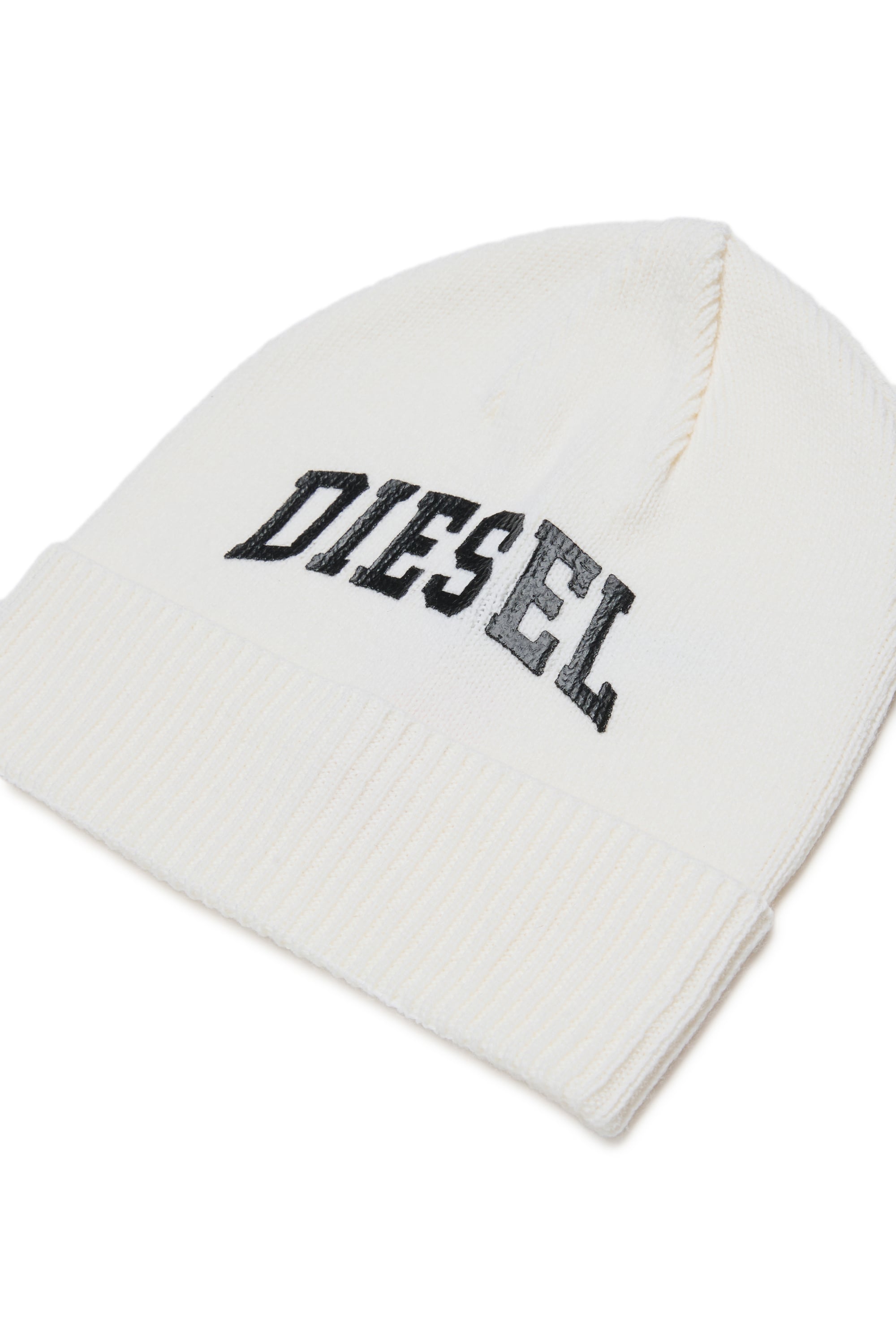Diesel - FBAND, Unisex Beanie aus Wollmischung mit Logo in Wei&szlig; - 3