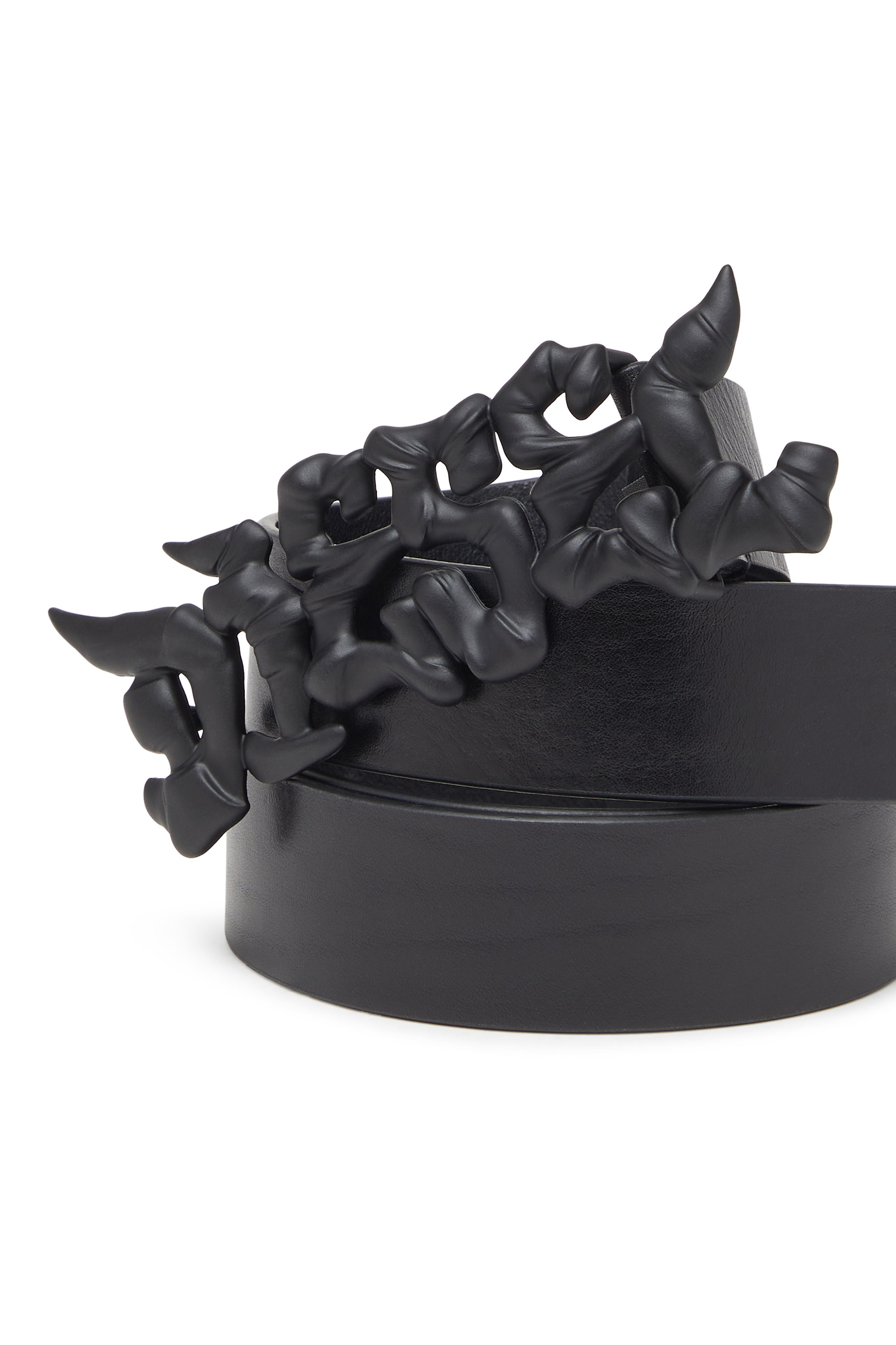 Diesel - B-GRAFFITI, Unisex 3.5 cm breiter Gürtel aus Leder mit Graffiti-Schnalle in Schwarz - 3