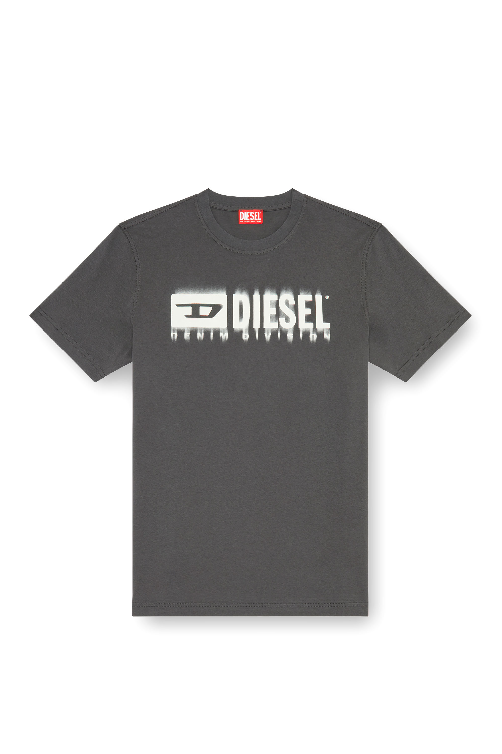 Diesel - T-ADJUST-Q7, Herren T-Shirt mit verschwommenem Diesel-Logo in Grau - Image 3