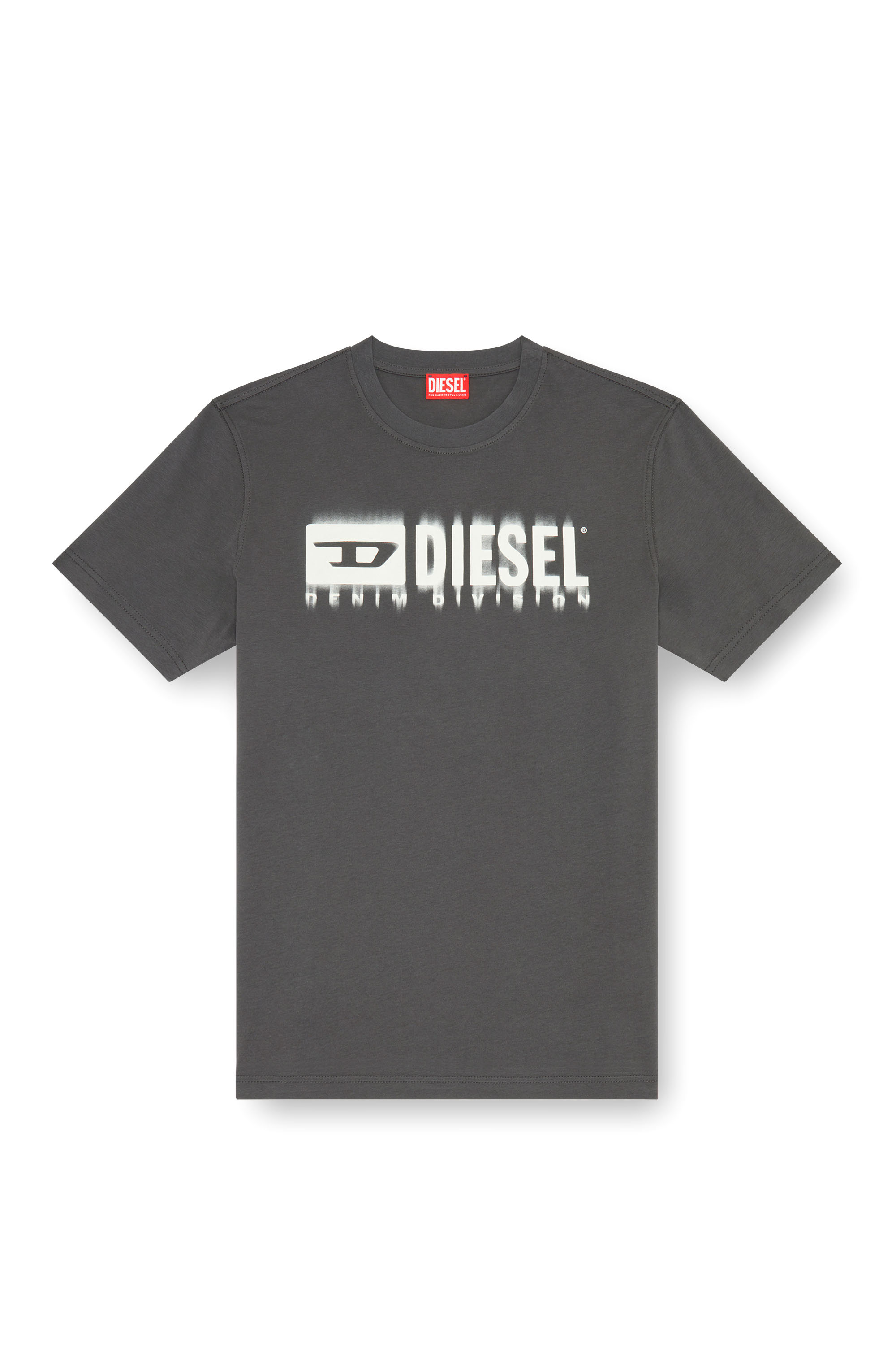 Diesel - T-ADJUST-Q7, Herren T-Shirt mit verschwommenem Diesel-Logo in Dunkelgrau - 2